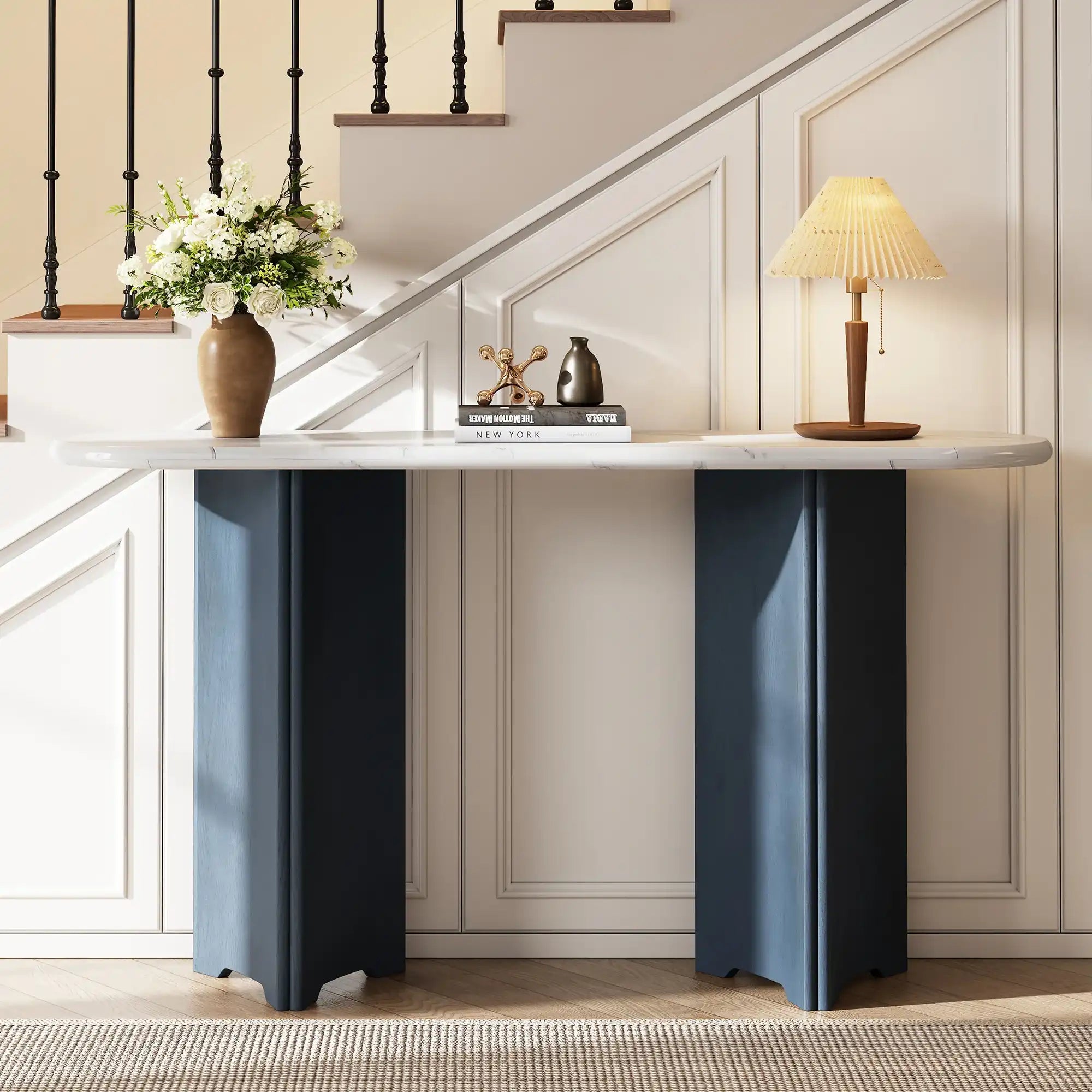 Nova Console Table with Oval Faux Marble Top