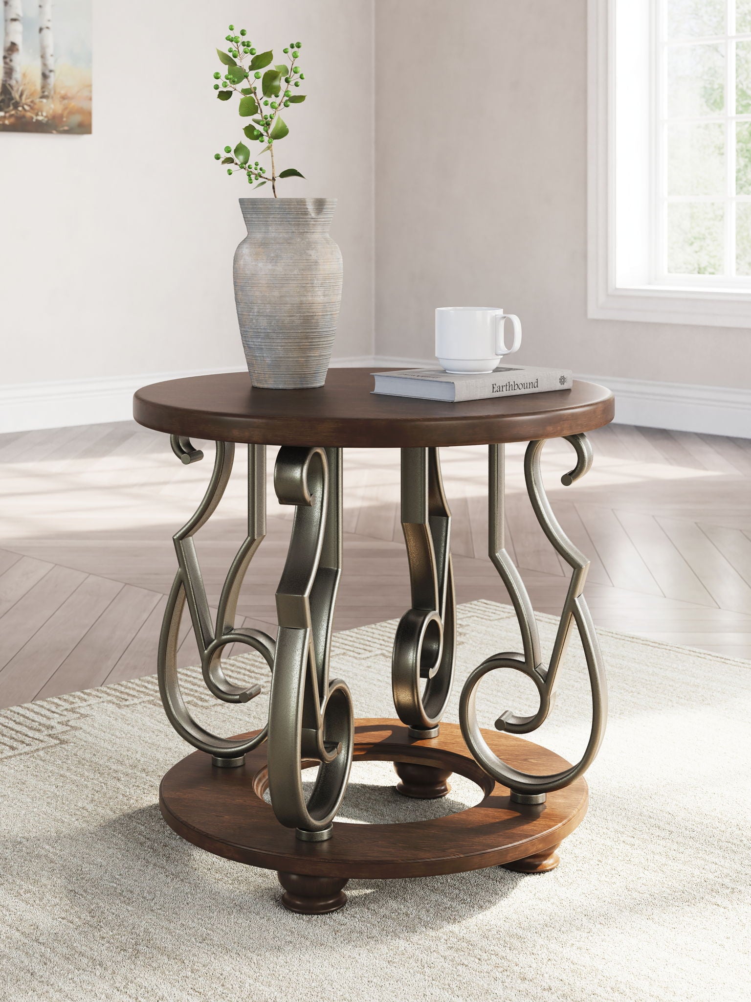 Frallyn - Round End Table - Dark Brown - Best Buy Furniture