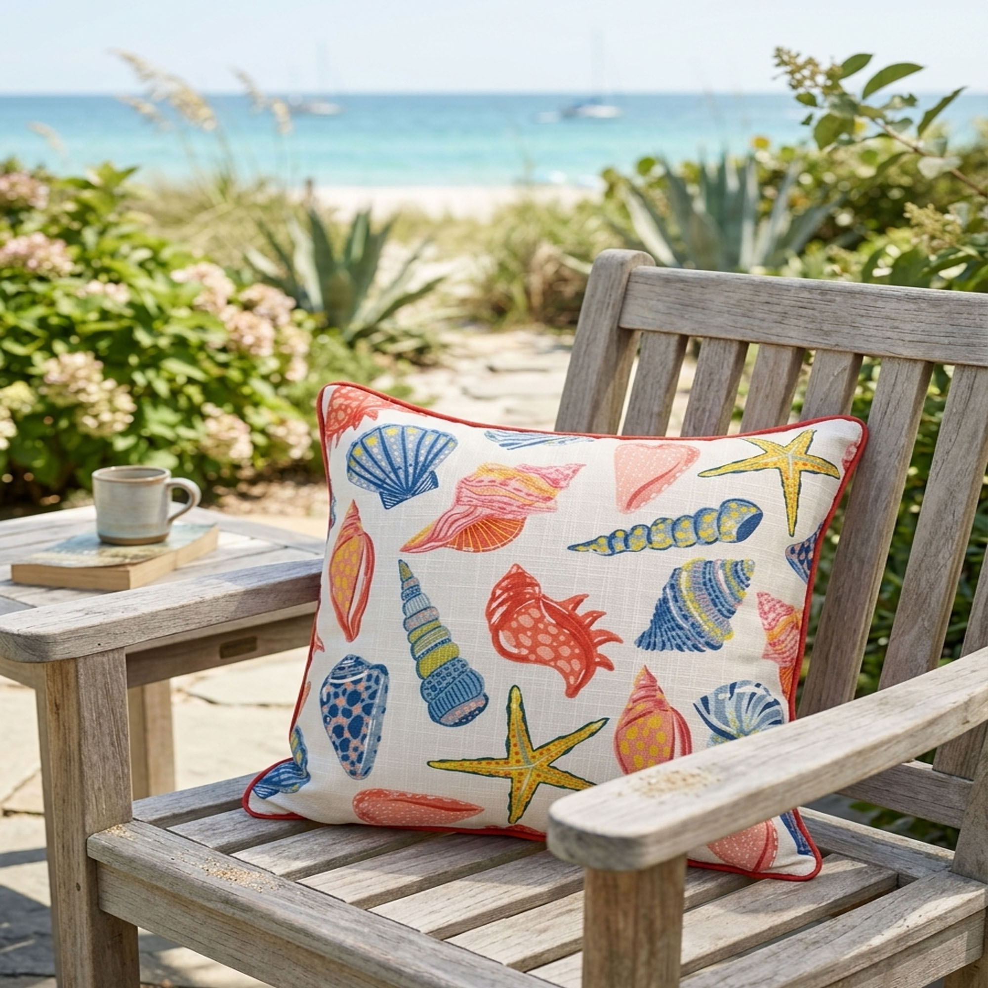 Square Coral Outdoor Pillows (Set of 2) - Multi