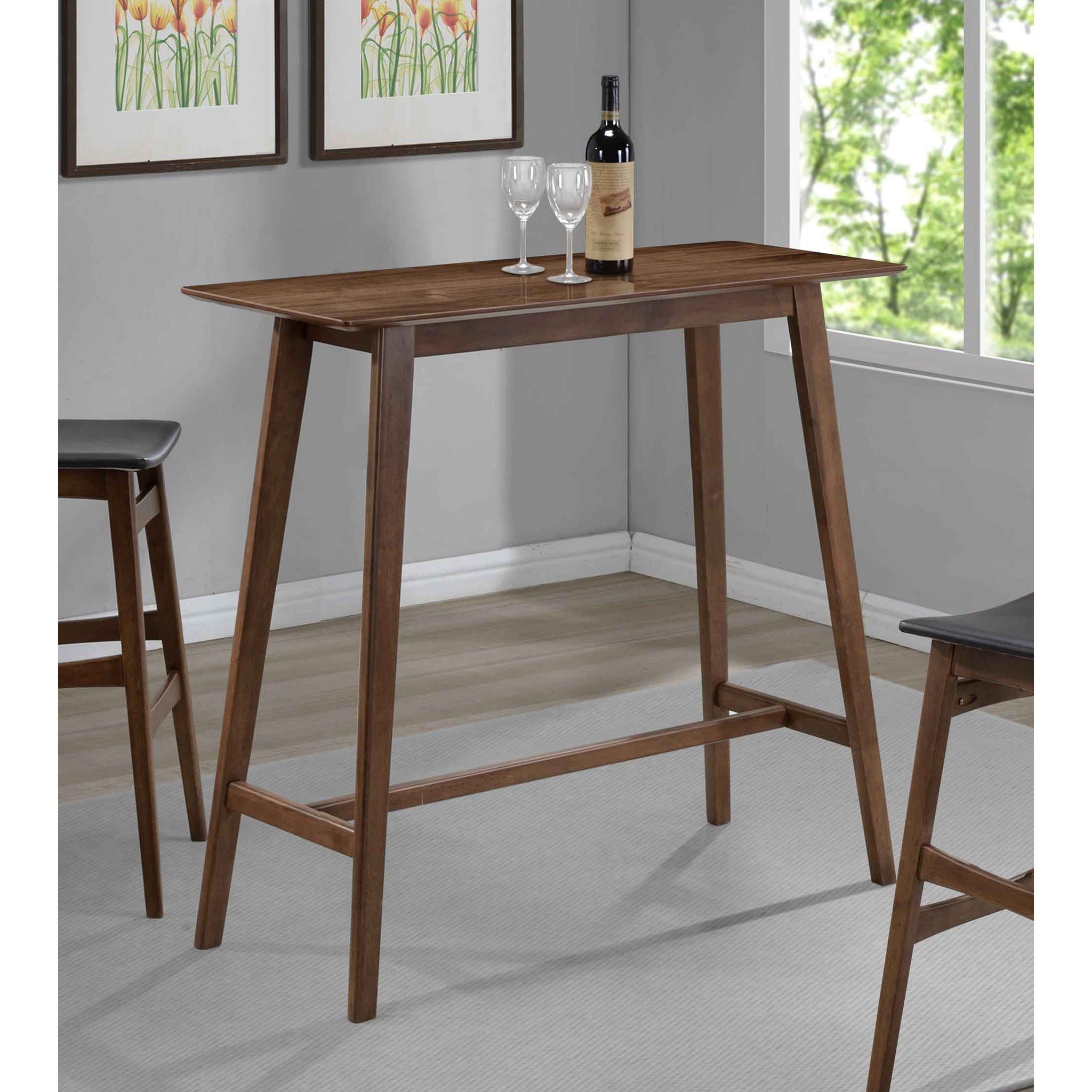 Rectangular Bar Table With Tapered Legs - Walnut