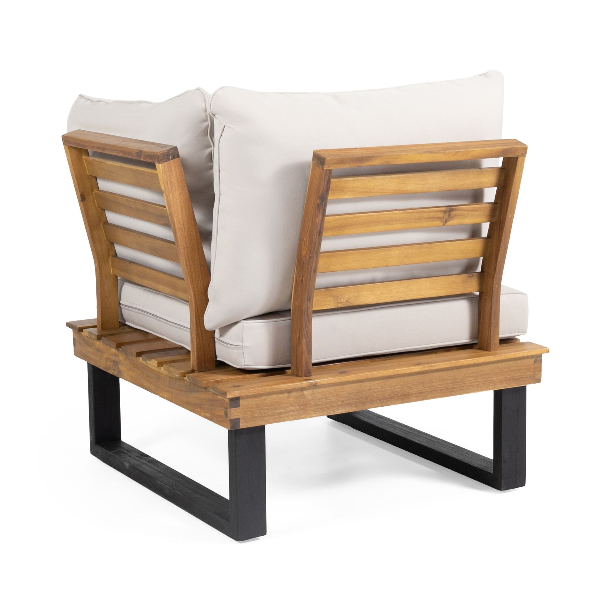 Sebastian - Hand Crafted 4 Piece Sofa Set With Water Resistant Cushions - Beige / Teak - Best Buy Furniture