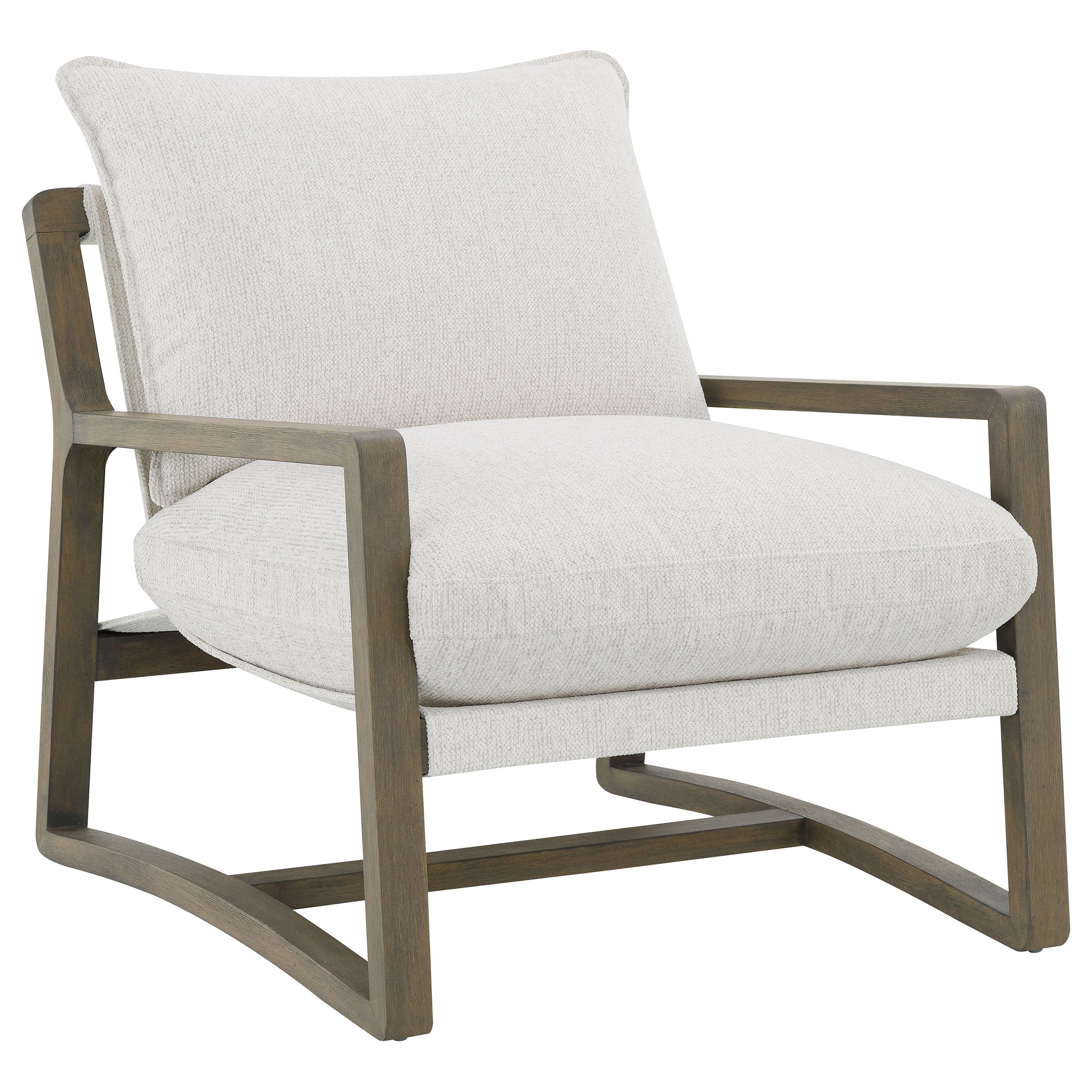 Geneva Boucle Upholstered Wood Arm Accent Chair Sand-