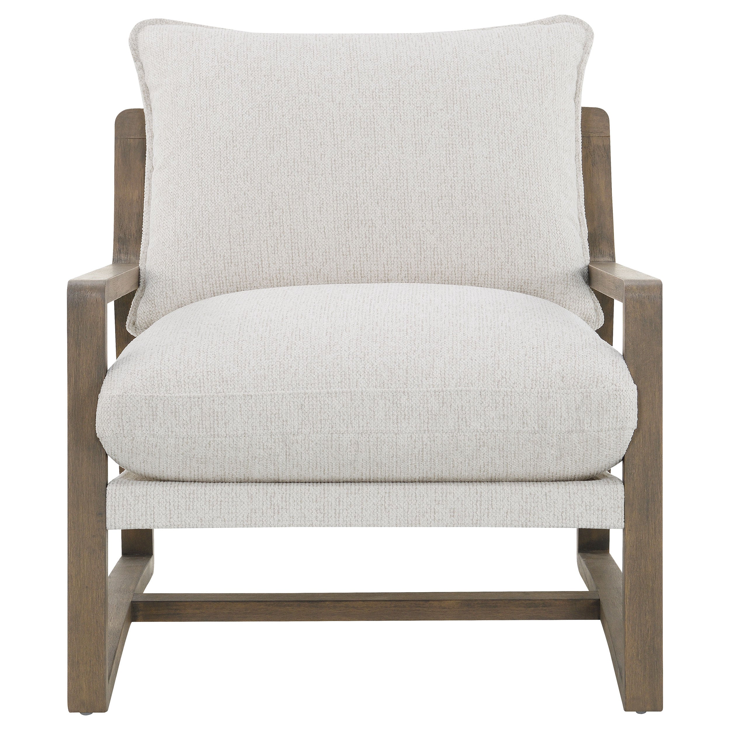 Geneva Boucle Upholstered Wood Arm Accent Chair Sand-