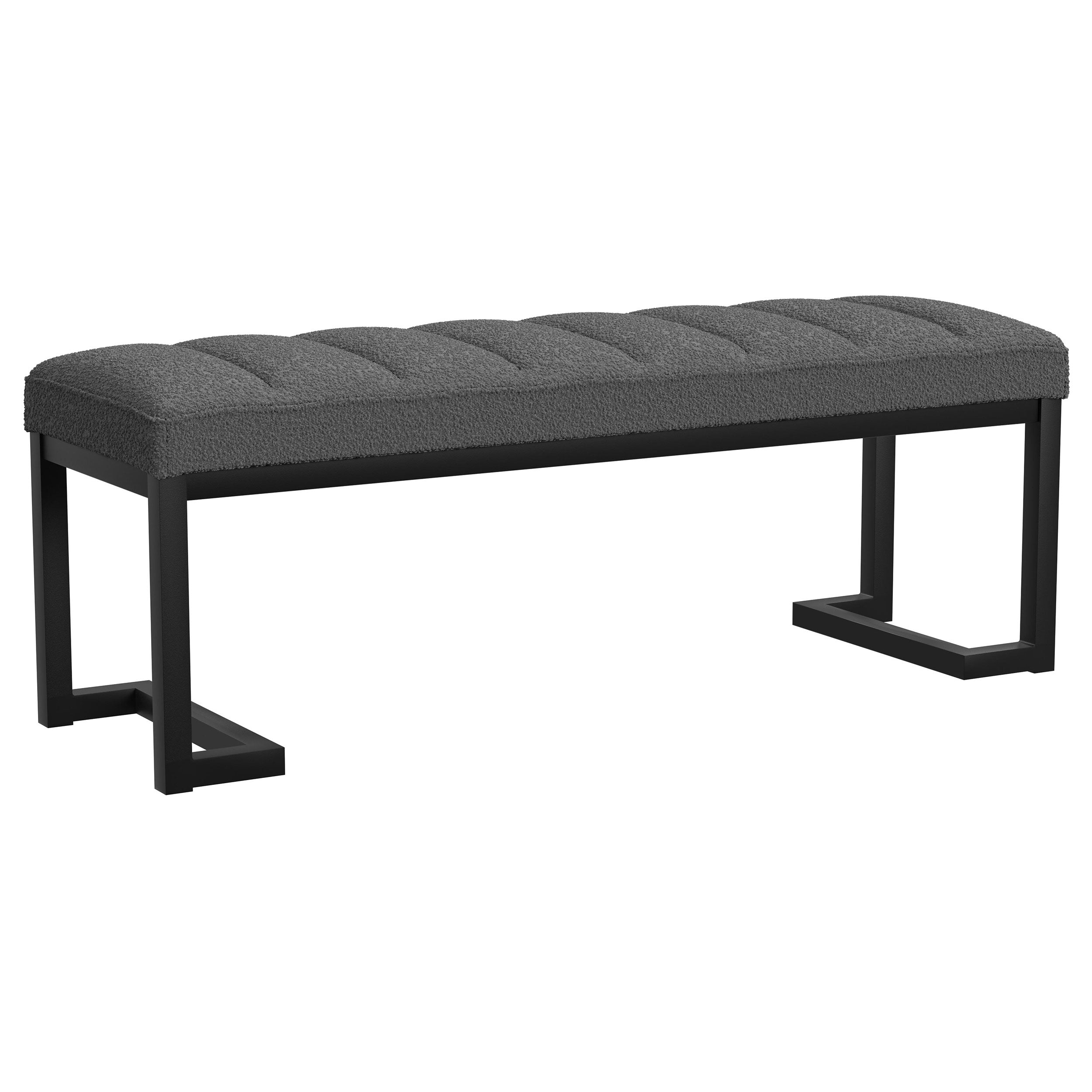 Mesa Boucle Upholstered Tufted Accent Bench Charcoal-