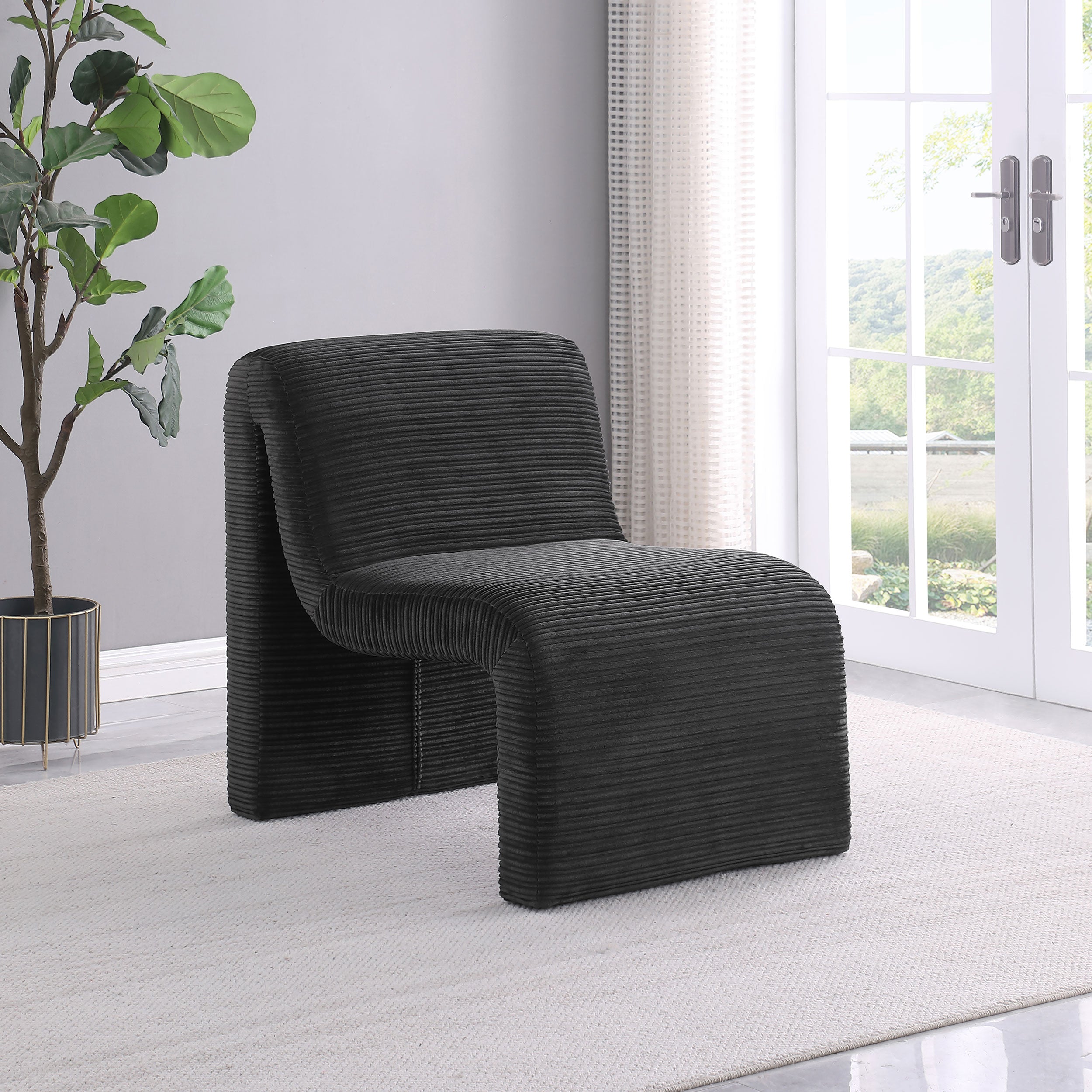 Drayton Upholstered Curved Armless Accent Chair Black-