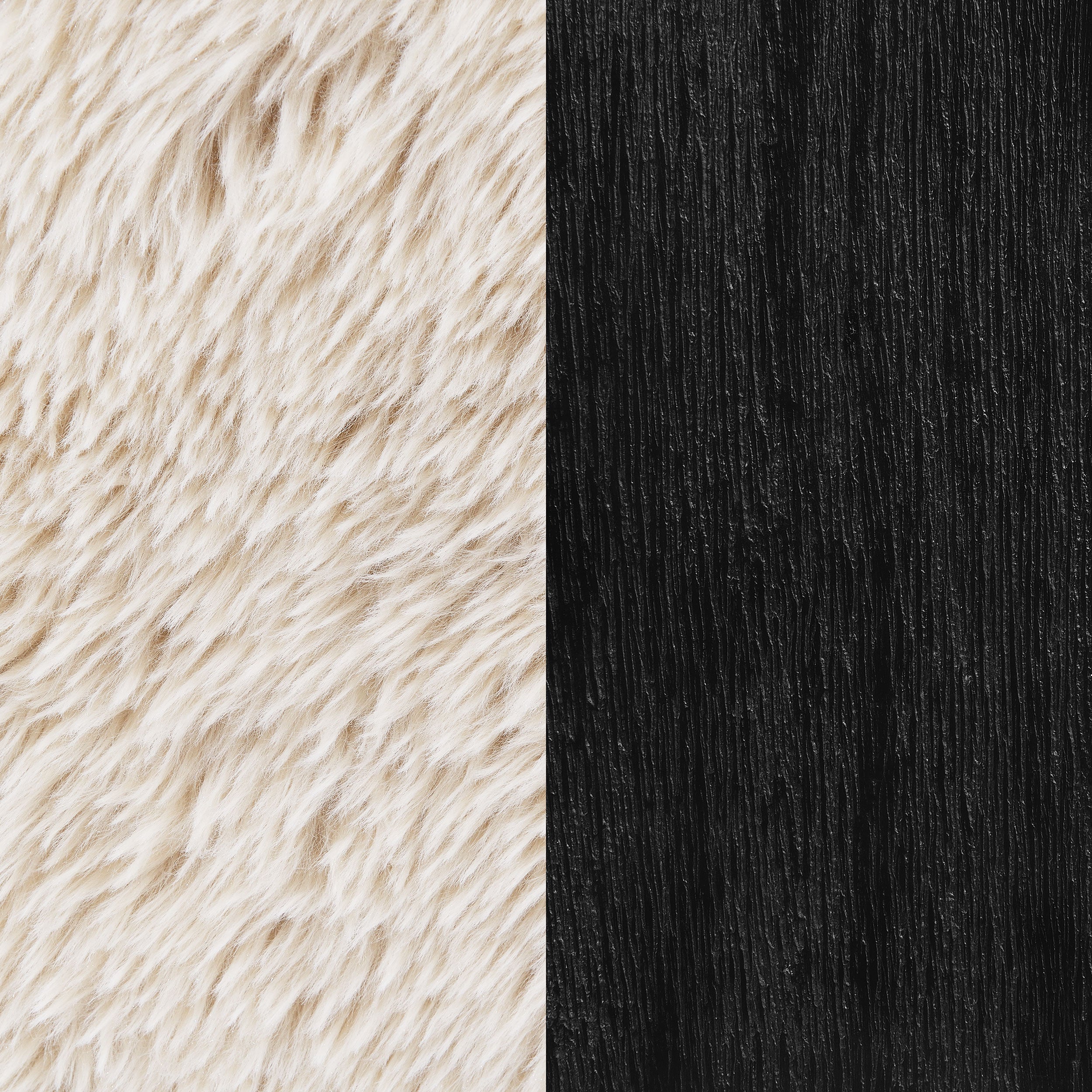 Fitzroy Faux Fur Upholstered Chair Solid Wood Arms Latte-