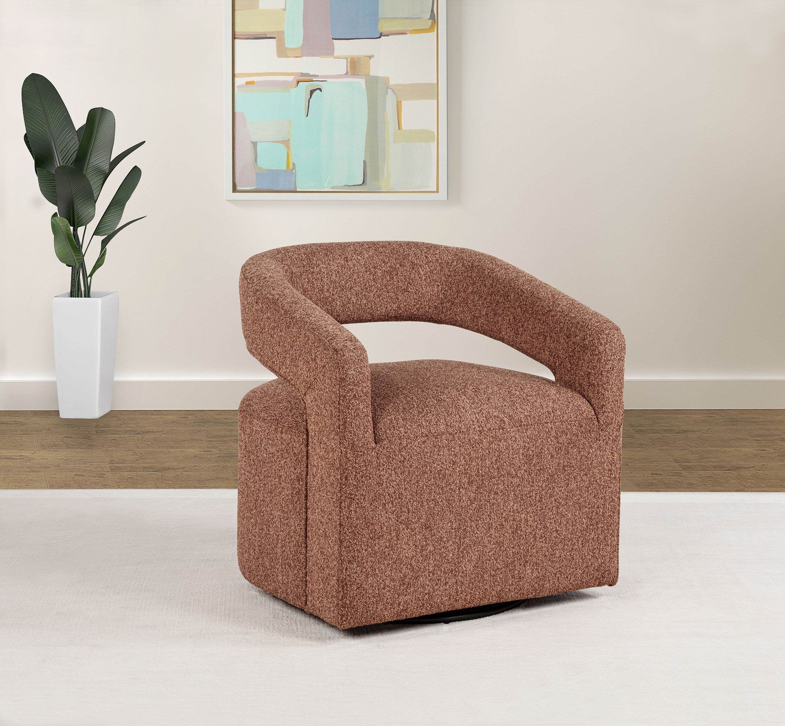 Westhill Boucle Upholstered Swivel Accent Chair Berry-