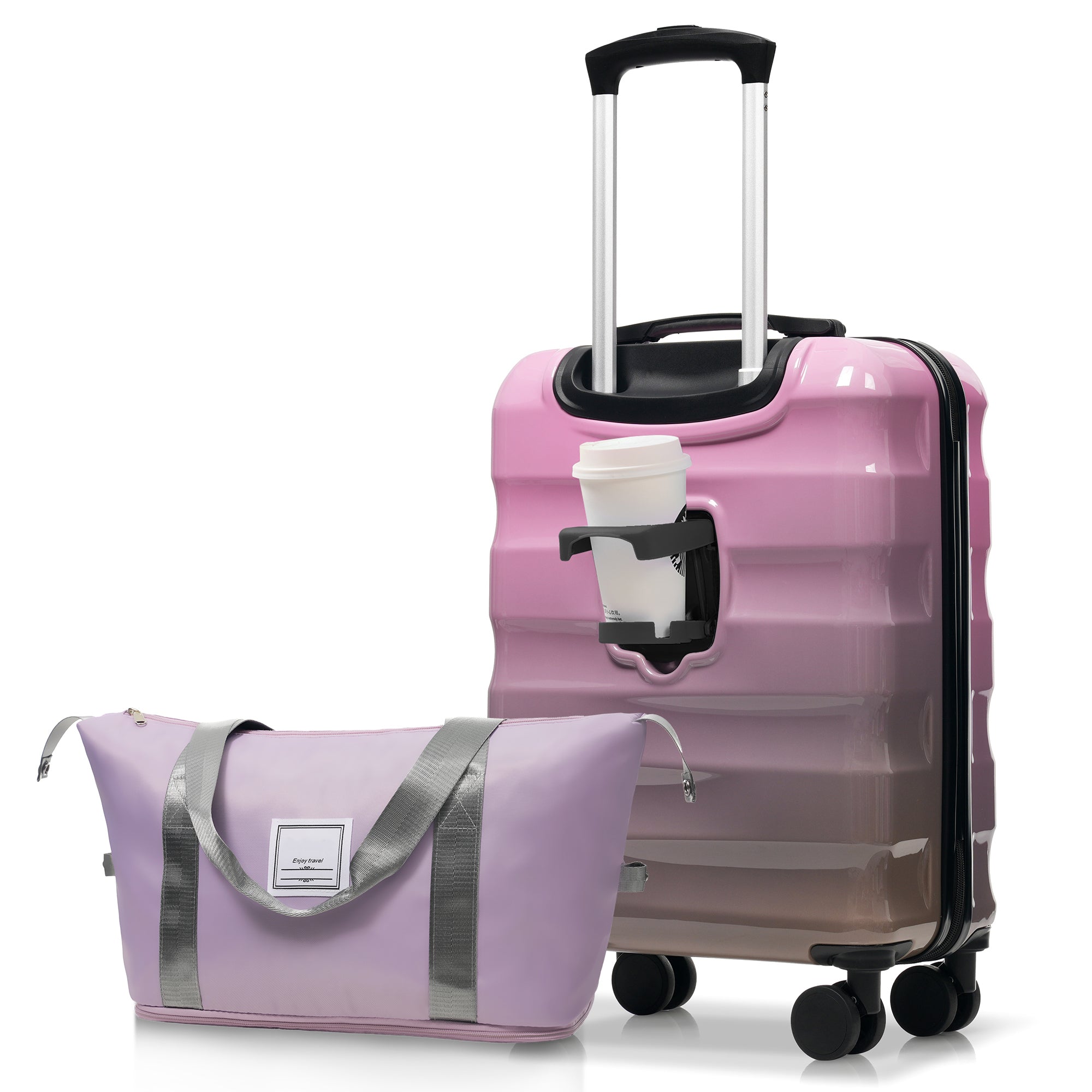 20-Inch Carry-On Suitcase with Dual Wheels and Water Bottle Holder