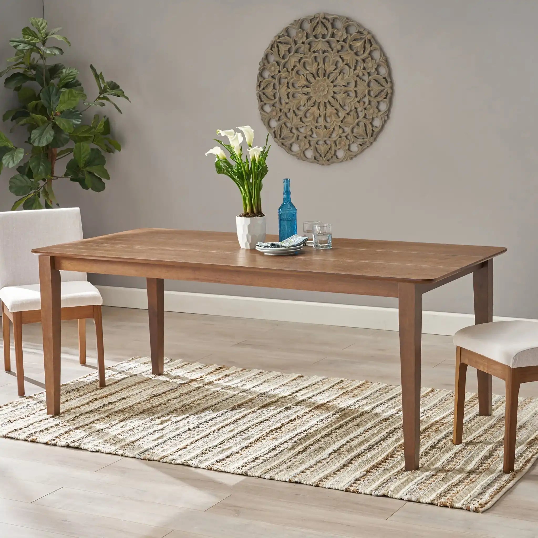 Farmhouse Charm Dining Table With Square Leg
