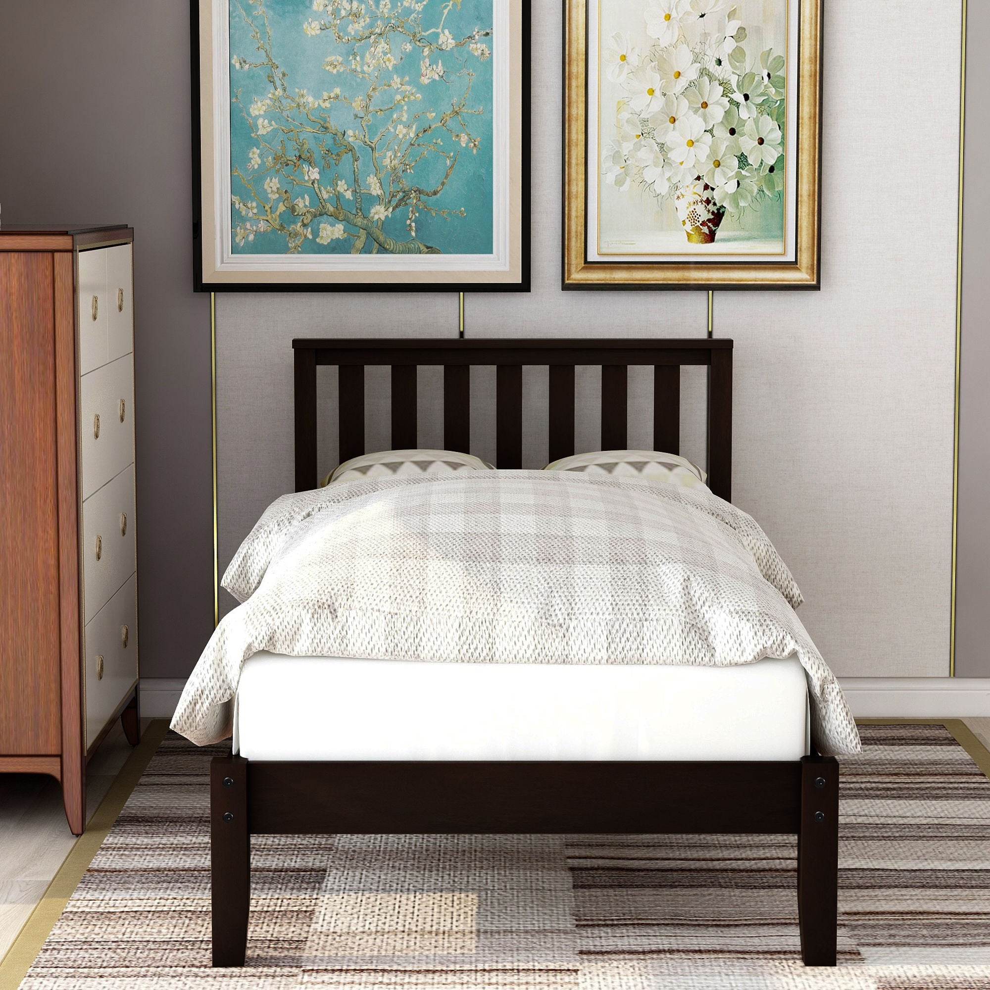 Platform Bed With Headboard, Footboard, Slat Support