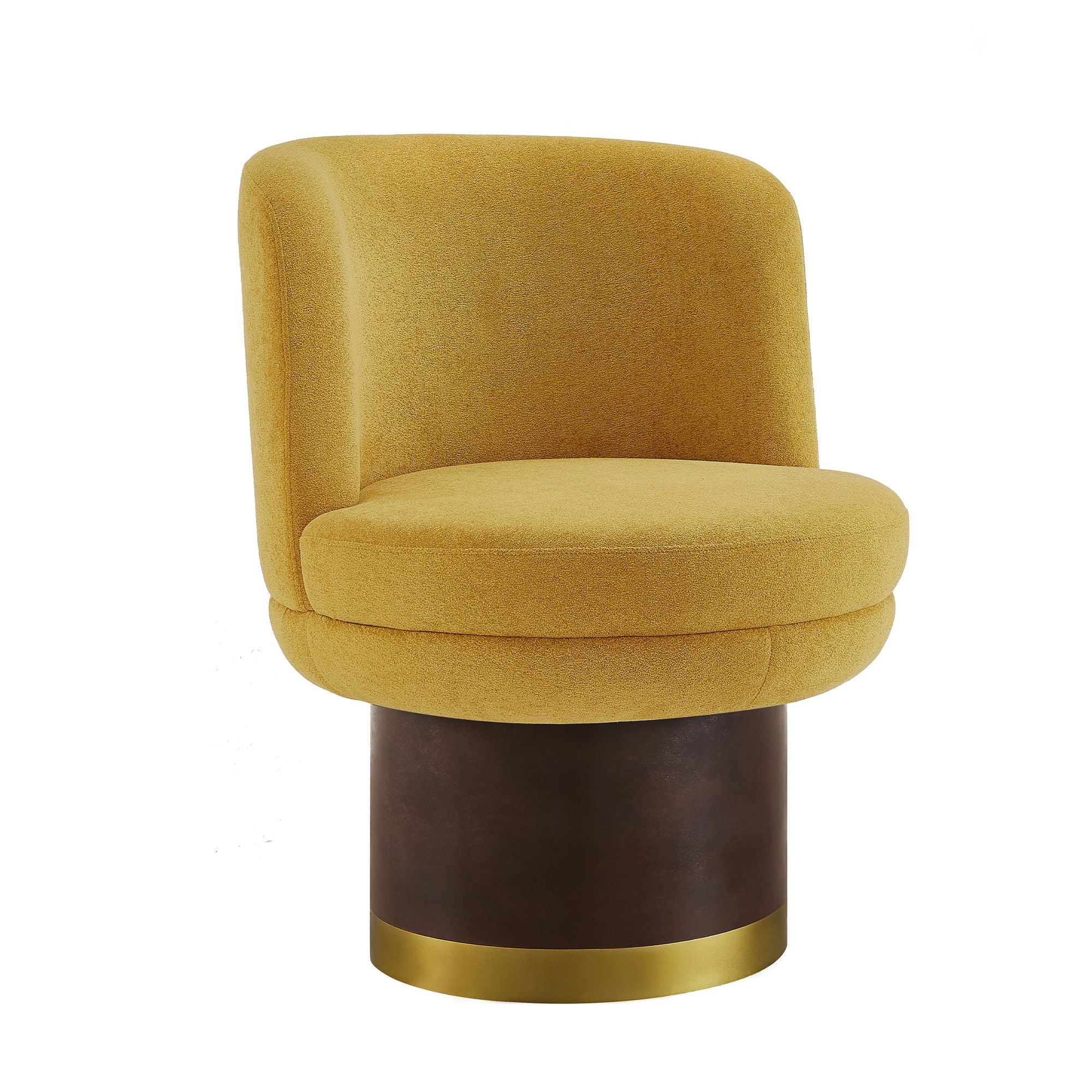 Round Swivel Accent Chair With Ergonomic Backrest For Living Room