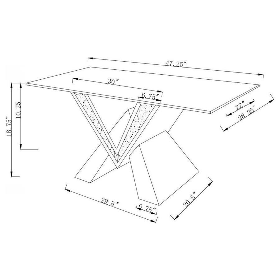 Taffeta - Glass Top Mirrored Acrylic Table
