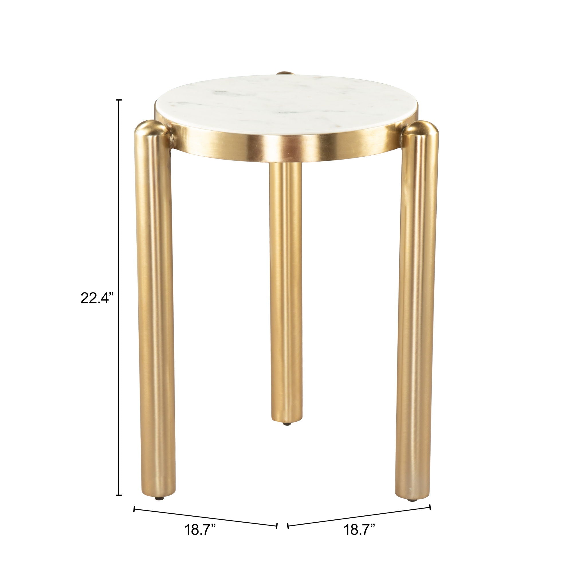 Noan - Side Table - White / Gold