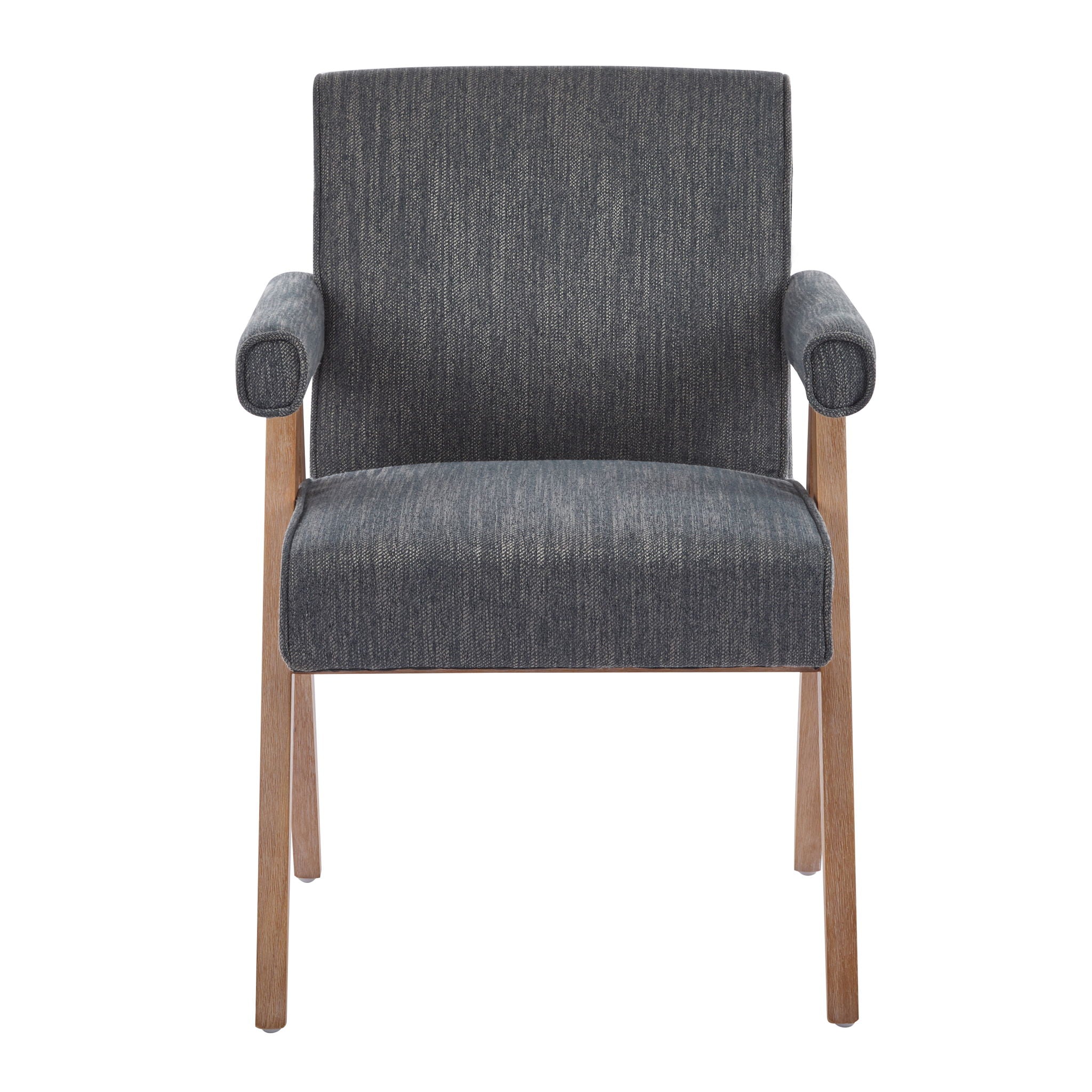 Contemporary Poppy Fabric Dining Armchair With Rubberwood Legs