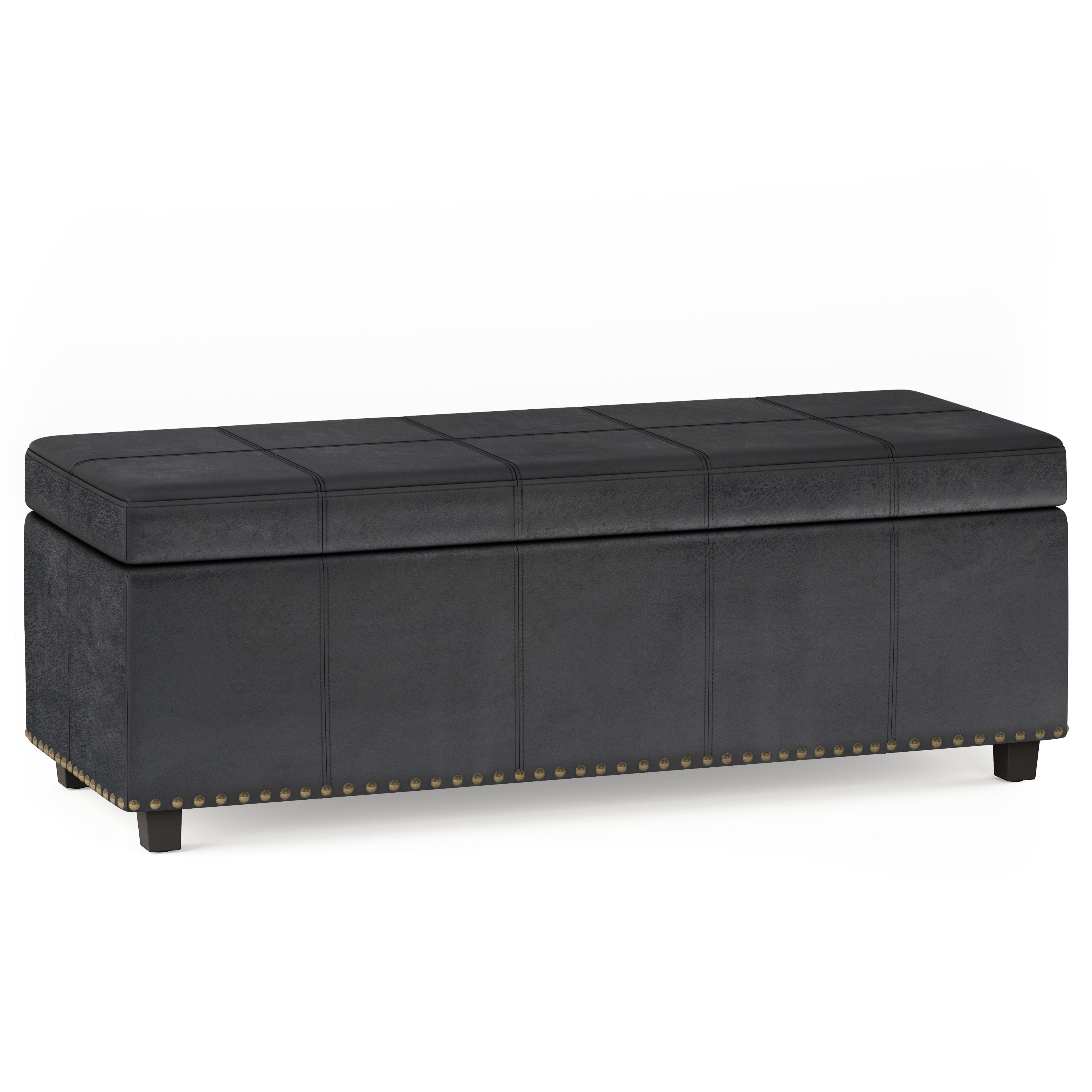 Kingsley - Large Storage Ottoman - Distressed Black - Best Buy Furniture