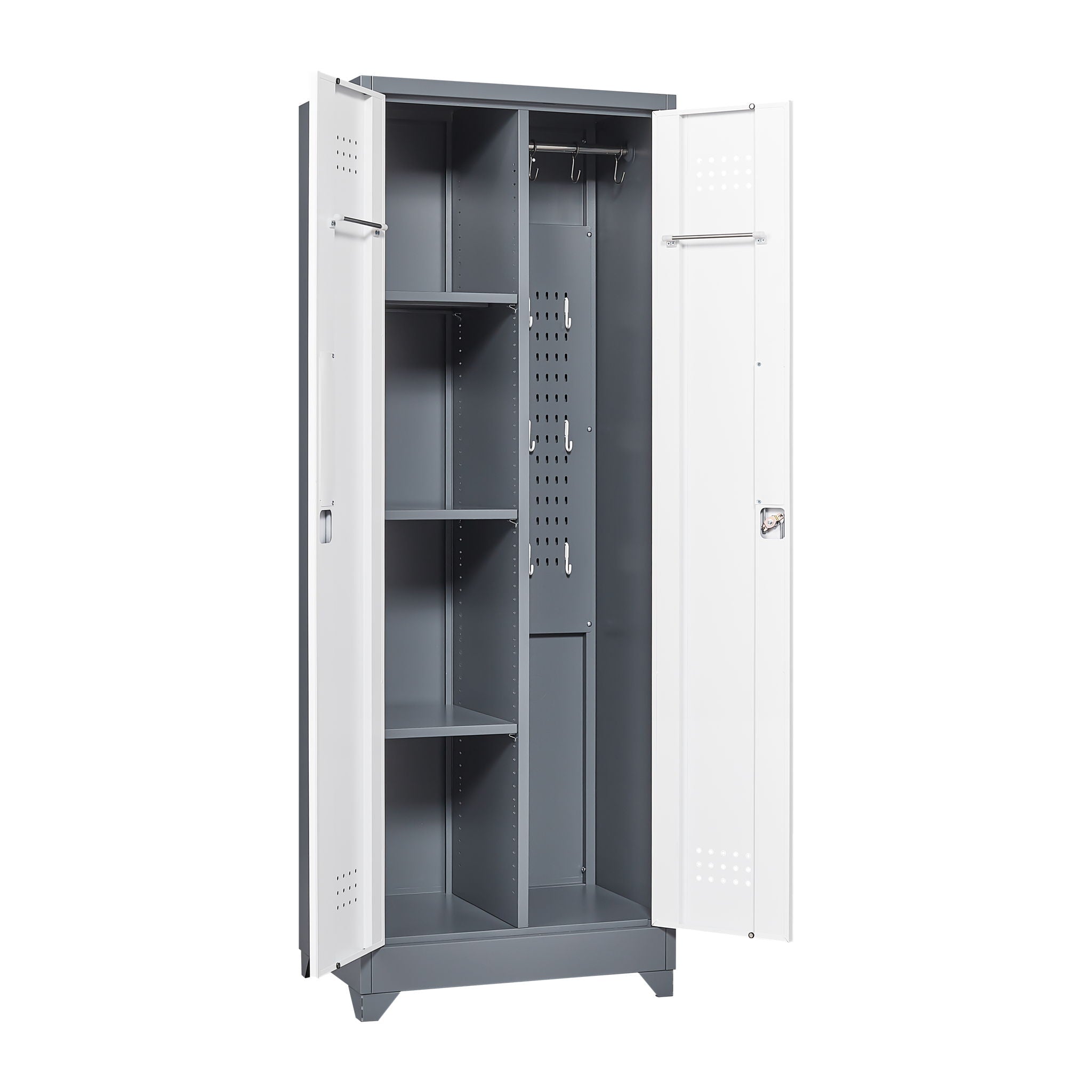 Metal Storage Cabinets, Cleaning Tool Cabinet With Locking Door, Tall Broom Tool Organizer And Storage, Large Storage Cabinet For Kitchen