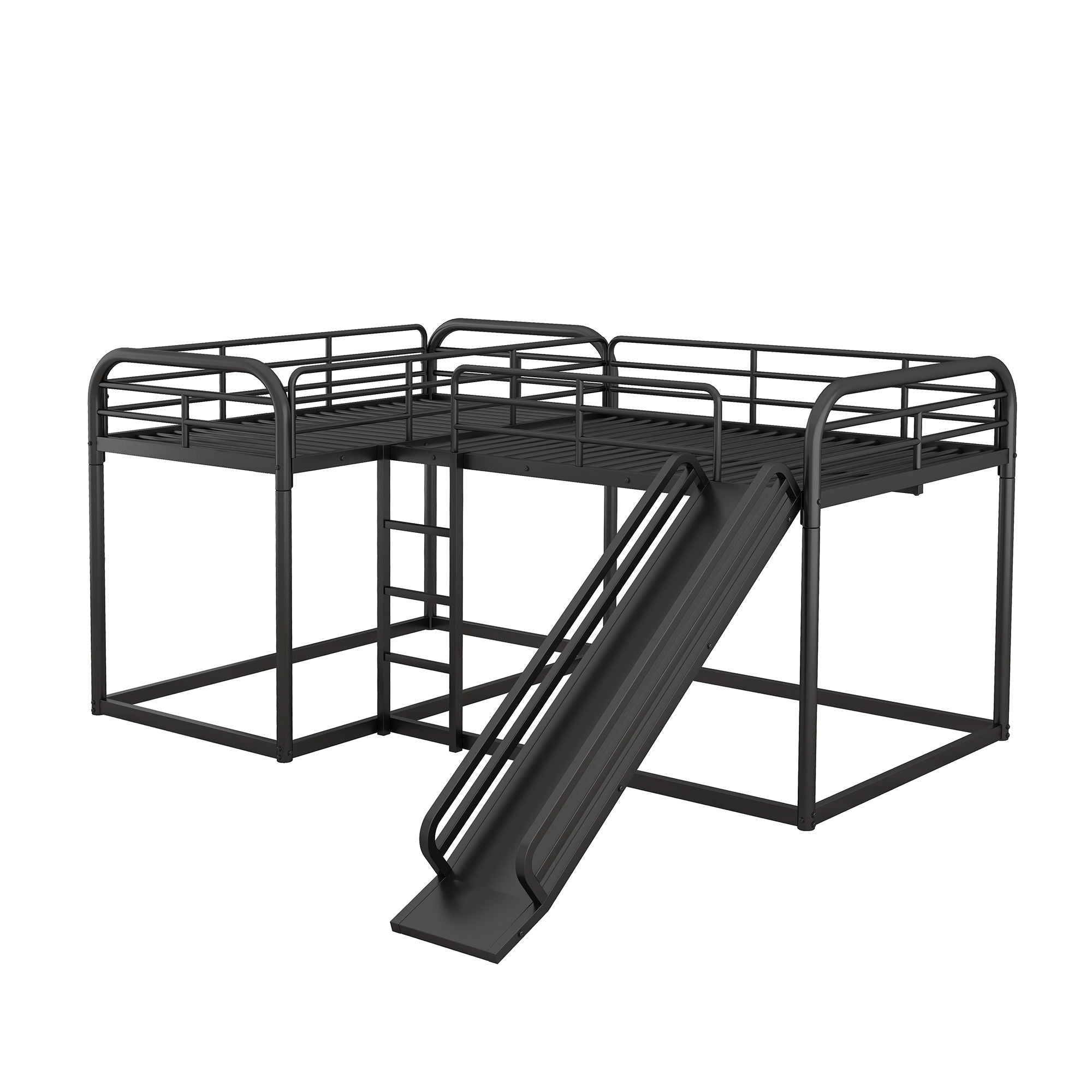 L Shaped Bunk Bed With Slide And Short Ladder