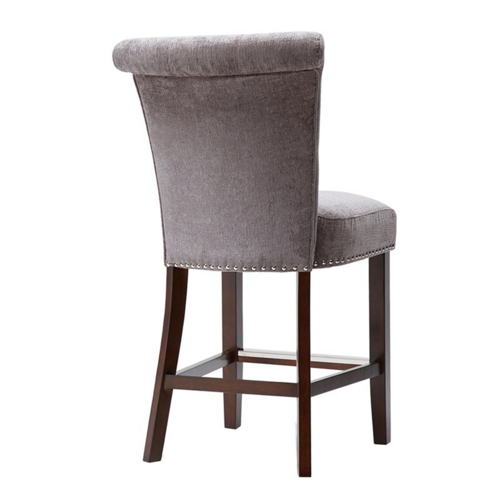 Colfax - Counter Stool With Button Tufting And Nail Heads - Gray