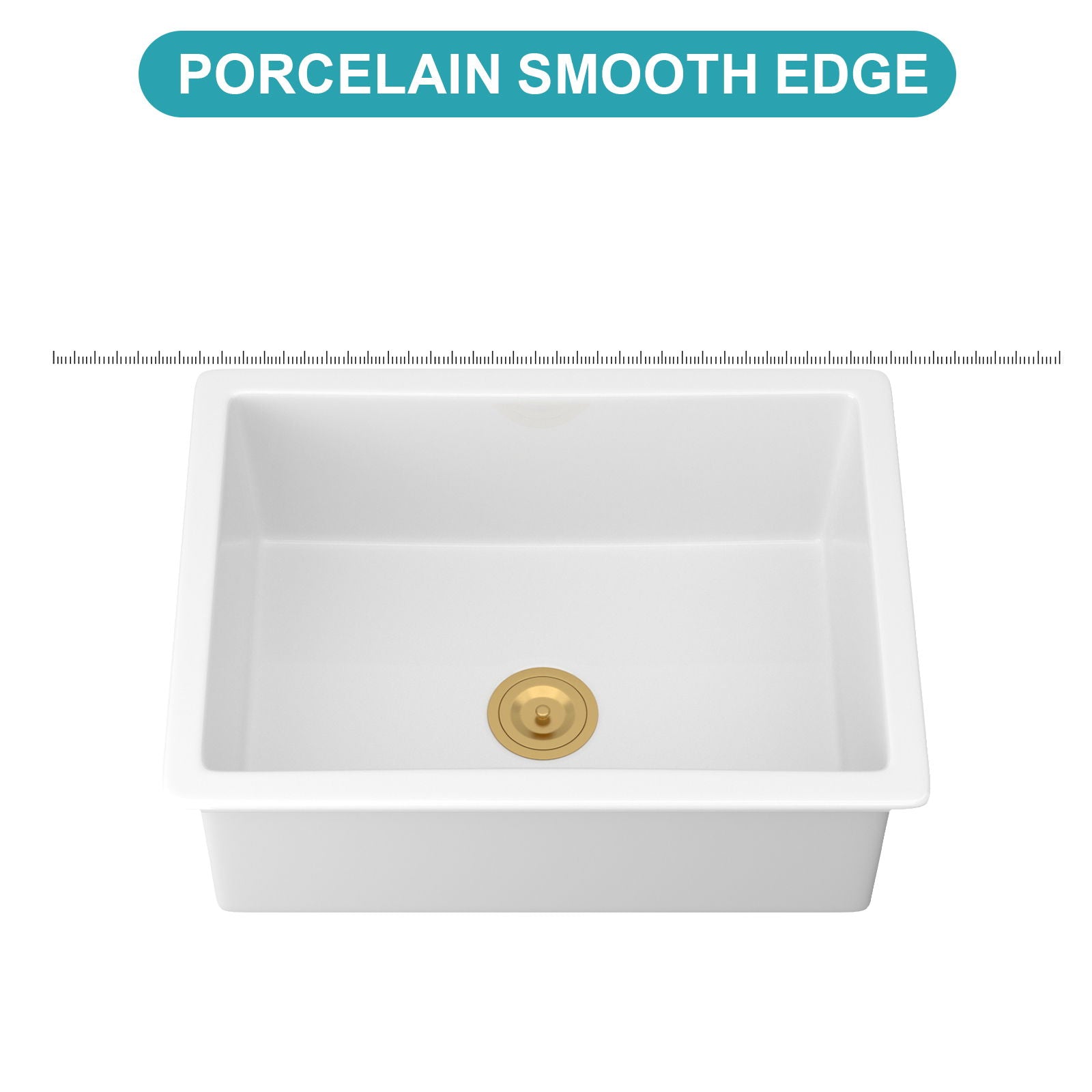 Rectangular Deep Single Bowl Kitchen Sink, Undermount Top Mount Porcela Stainless Steel Grid - White