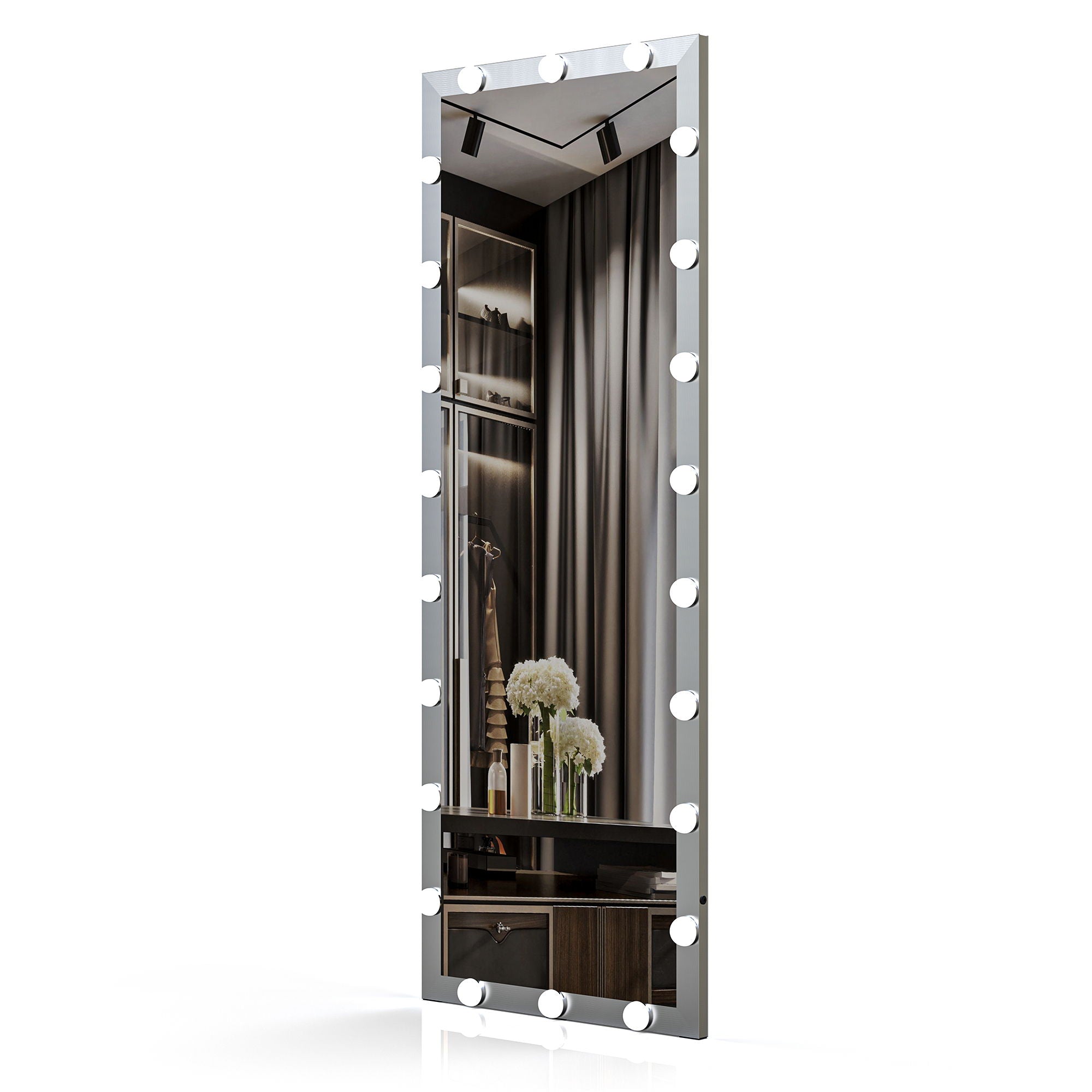 Full Length Mirror With Lights Full Body Vanity Mirror With 3 Color Modes Lighted Standing Floor Mirror For Dressing Room Bedroom Wall Mounted Touch Control