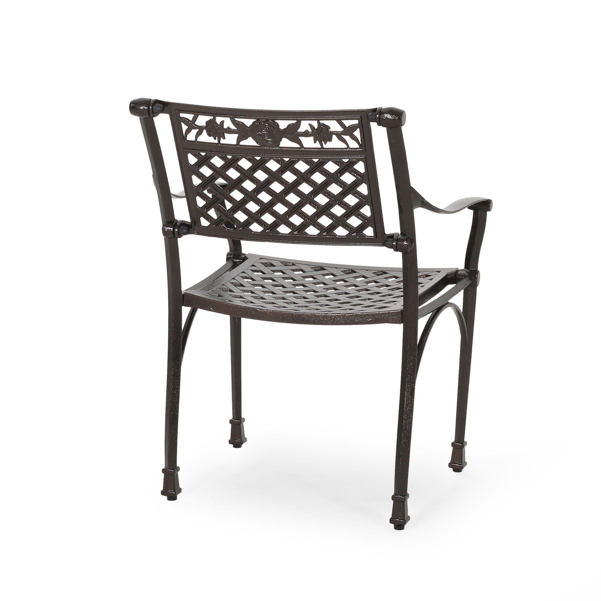 Cast Aluminum Dining Chair With Hand Crafted Details - Bronze