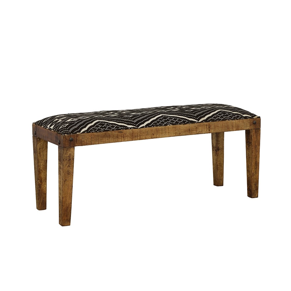 Lamont Fabric Upholstered Accent Bench Black and Natural-CoasterEssence