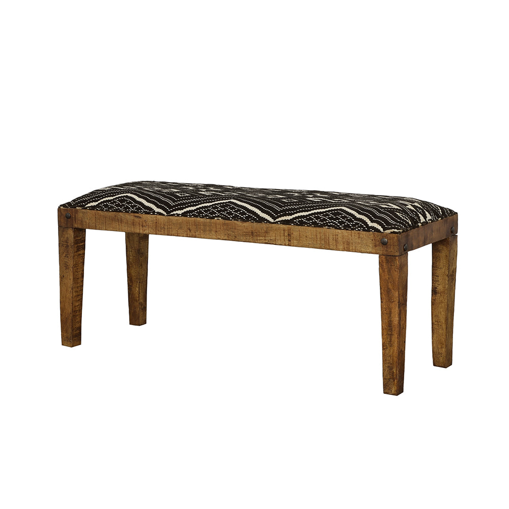Lamont Fabric Upholstered Accent Bench Black and Natural-CoasterEssence
