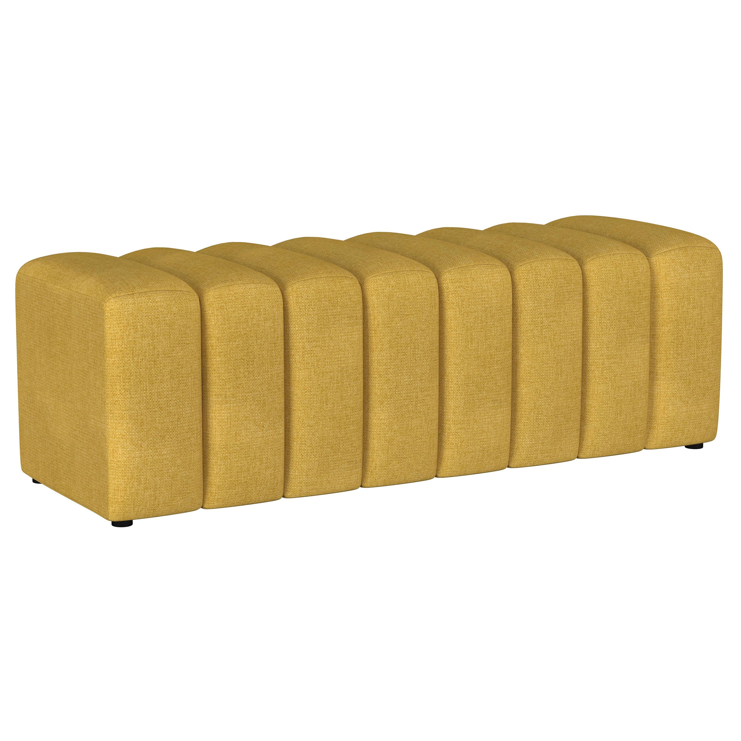 Summer Fabric Upholstered Tufted Accent Bench Mustard Yellow-