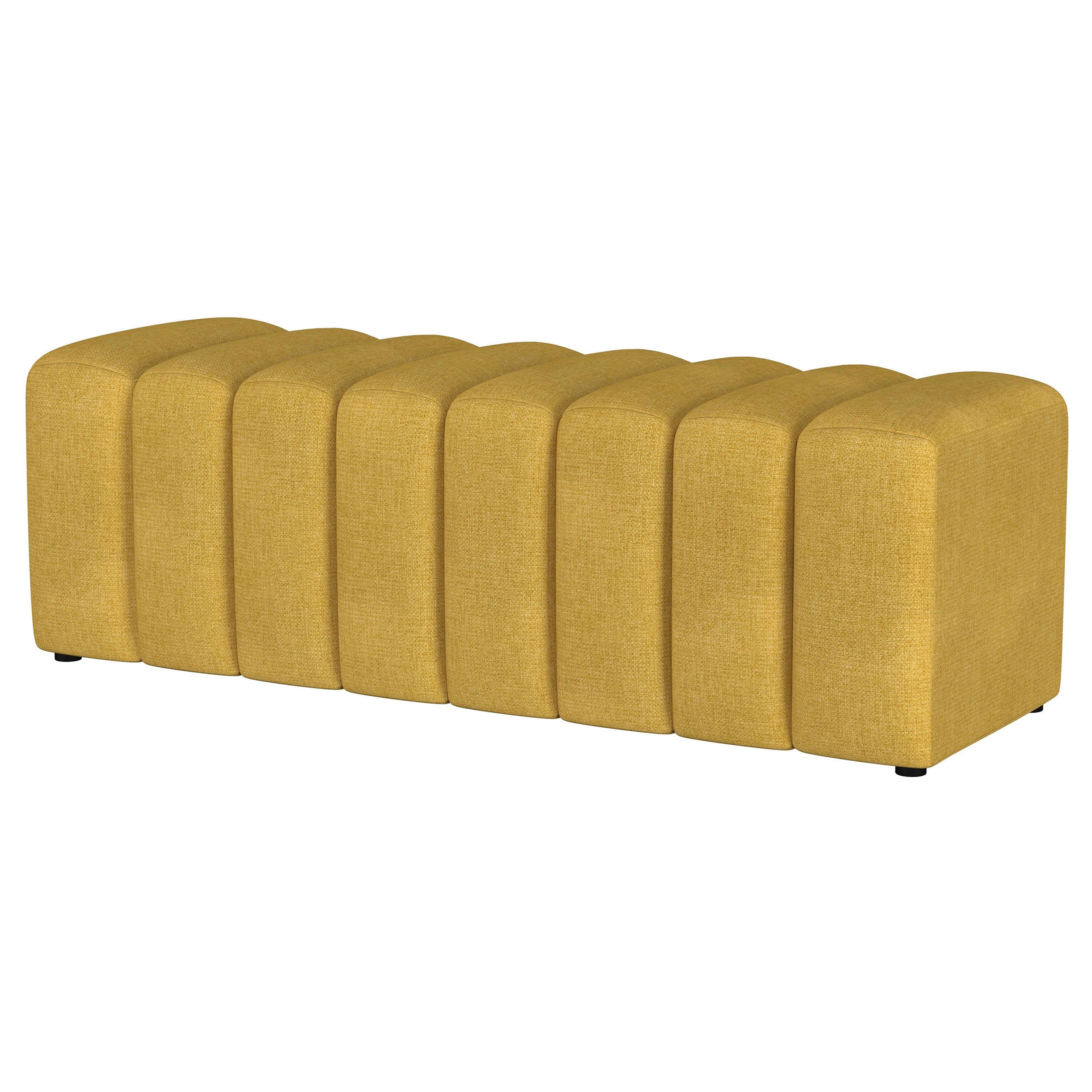 Summer Fabric Upholstered Tufted Accent Bench Mustard Yellow-