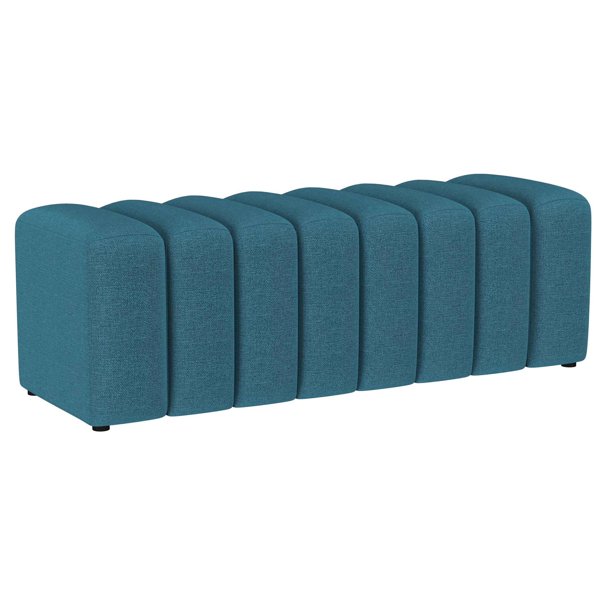 Summer Fabric Upholstered Tufted Accent Bench Peacock Blue-
