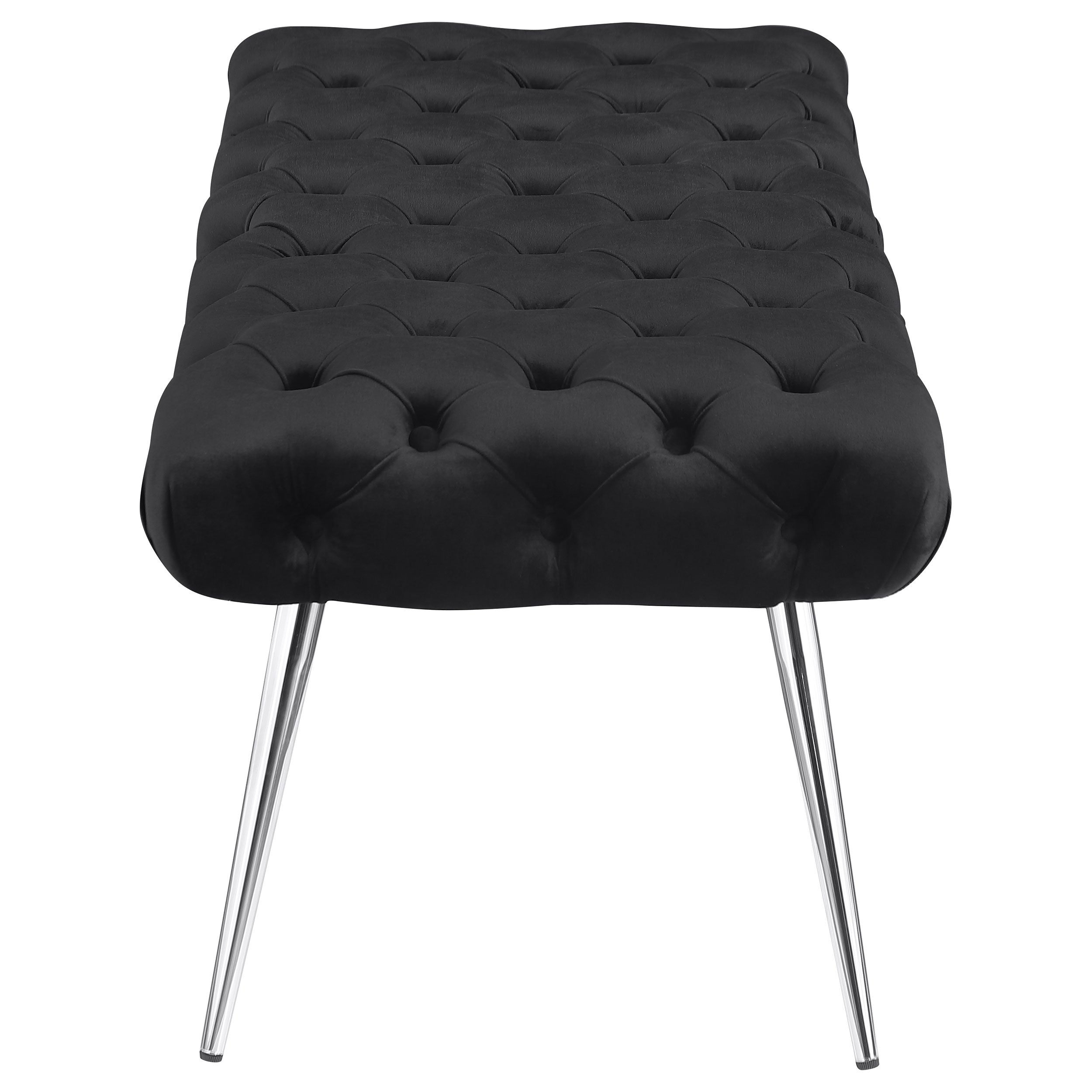 Ella Upholstered Tufted Bench Stainless Steel Legs Black-
