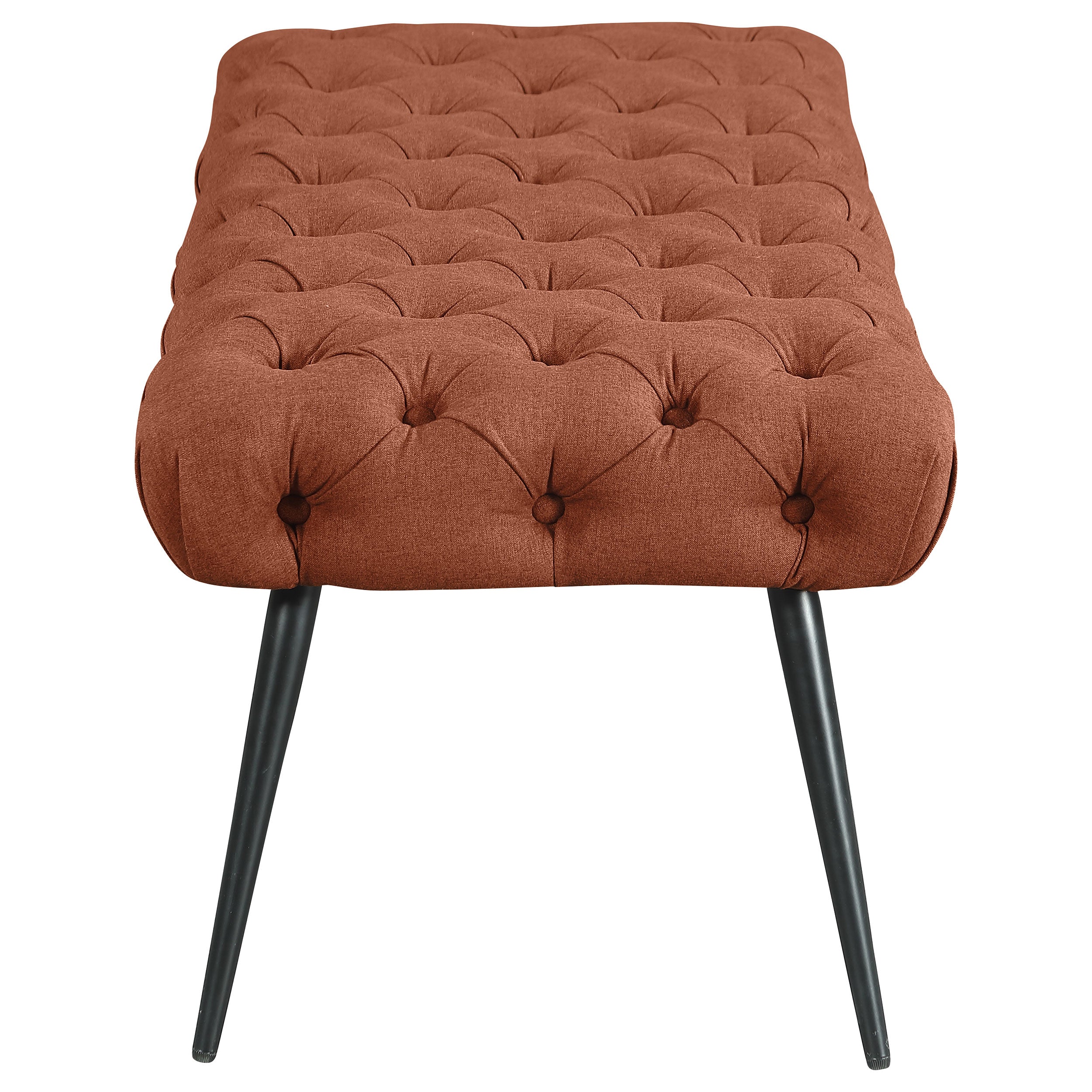 Ella Upholstered Tufted Bench Metal Legs Rust-