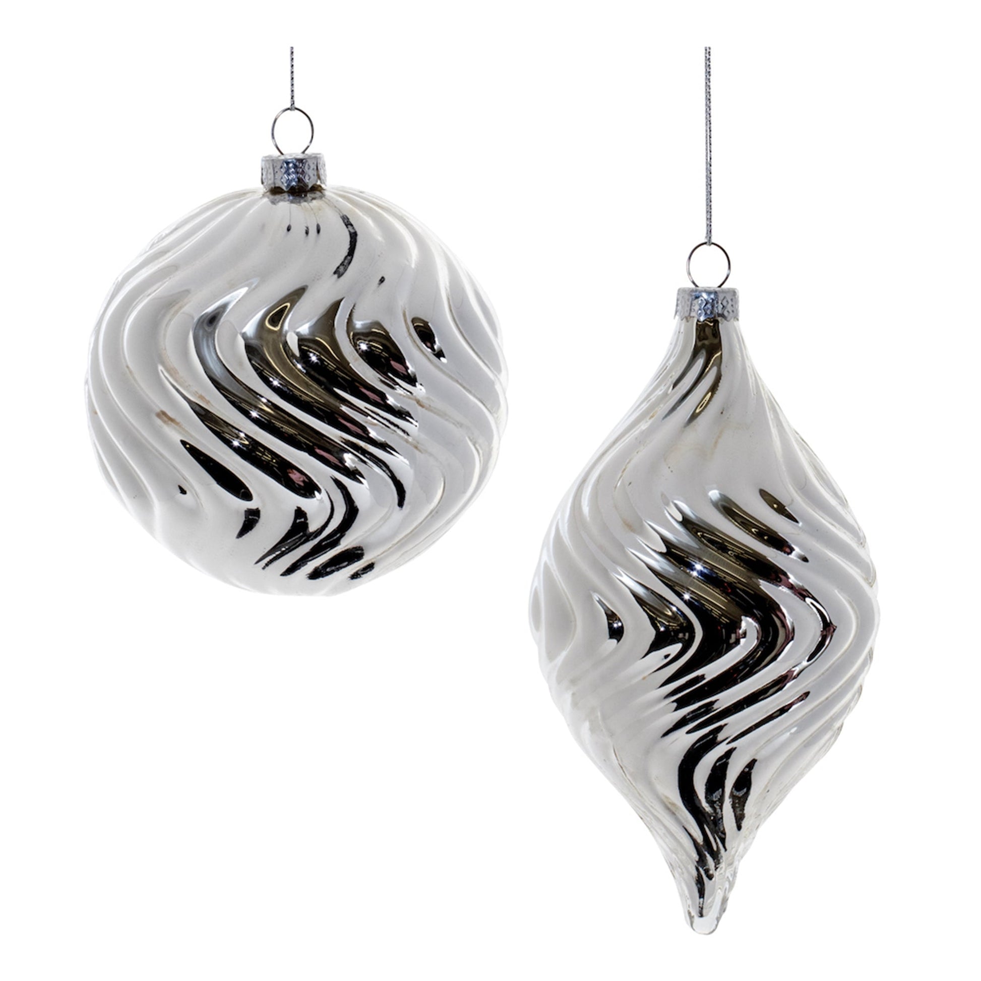 Silver-Wavy-Glass-Ornament-(Set-of-6)-Christmas-Ornaments