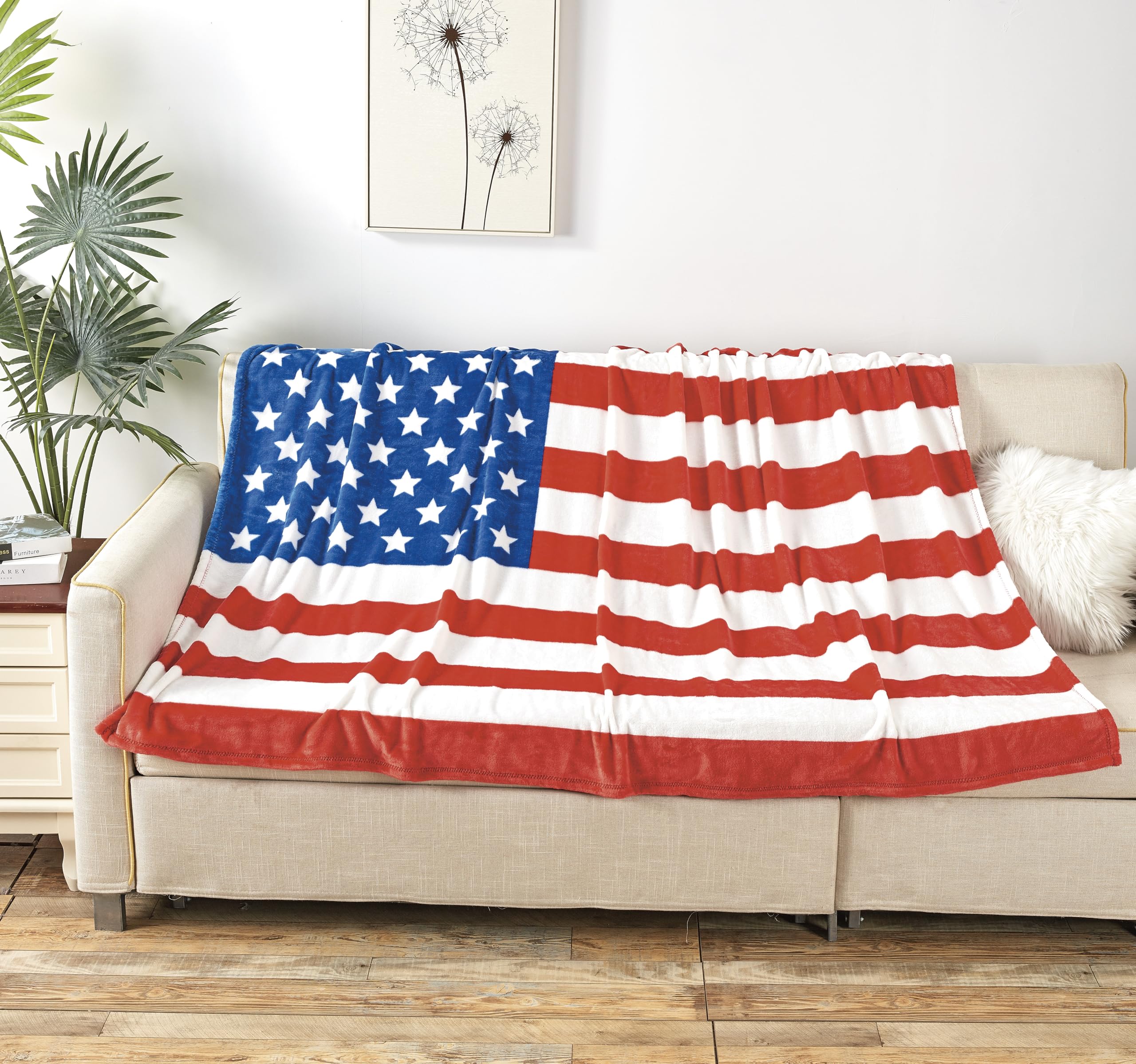 July 4th Stars & Stripes American Flag Ultra Lush Oversized Throw Blanket (50" x 70") - Best Buy Furniture