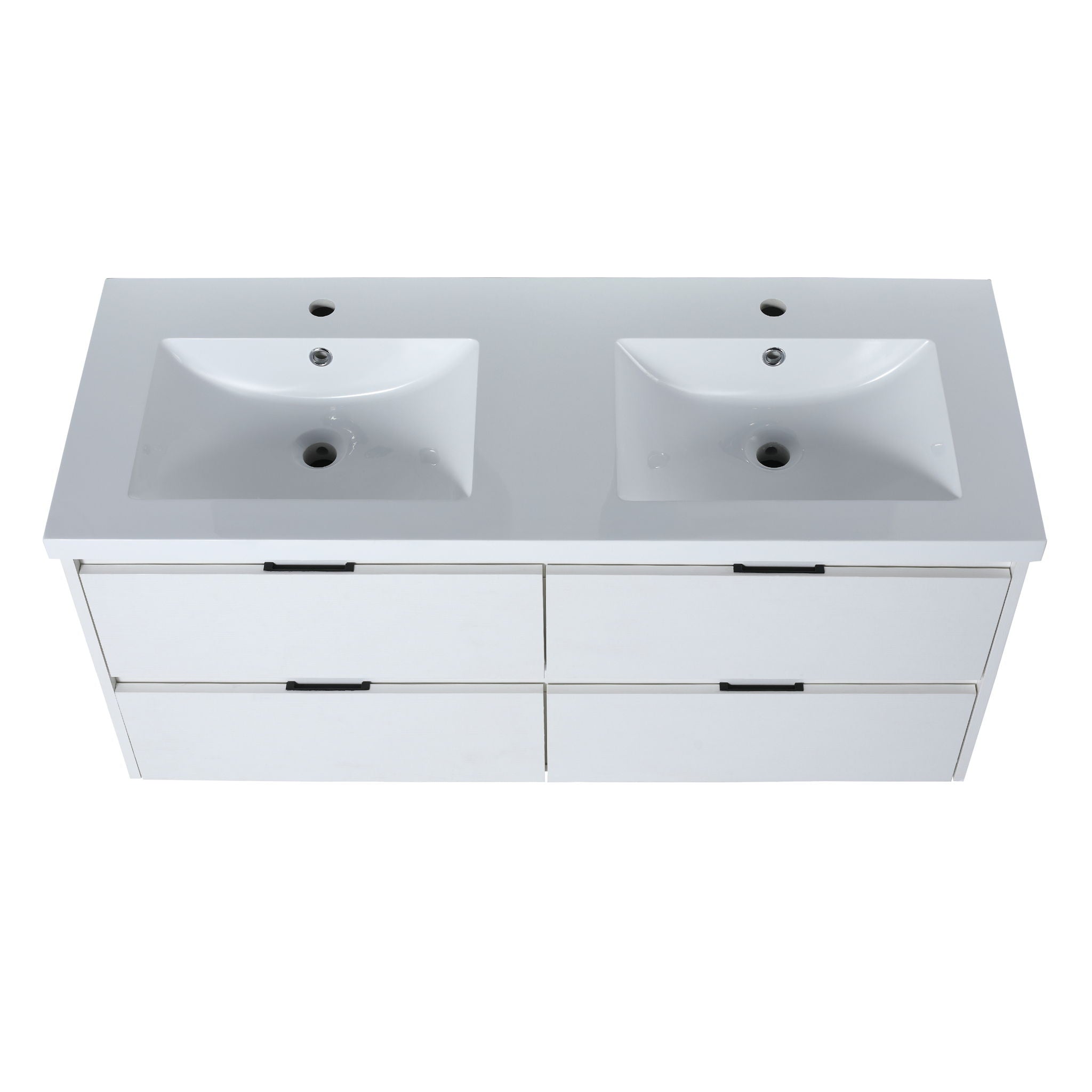 Modern Floating Bathroom Vanity With Dual Resin Sink, Soft Close Drawers