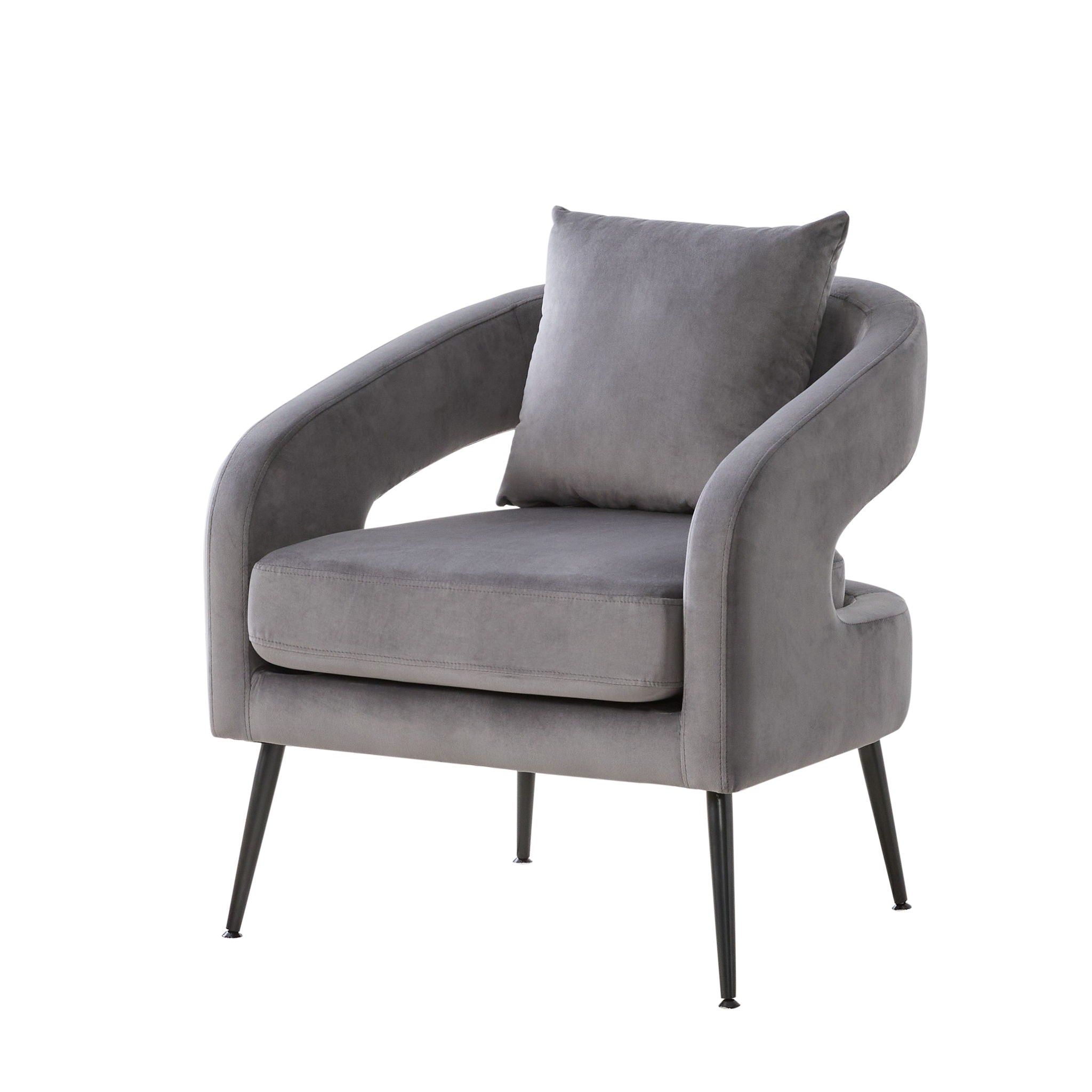 Open Back Accent Chair, Round Sofa Lounge Armchair - Charcoal