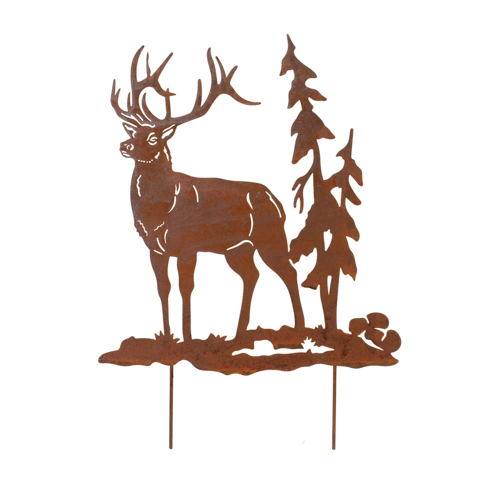 Rustic metal deer yard stake 14.5"h