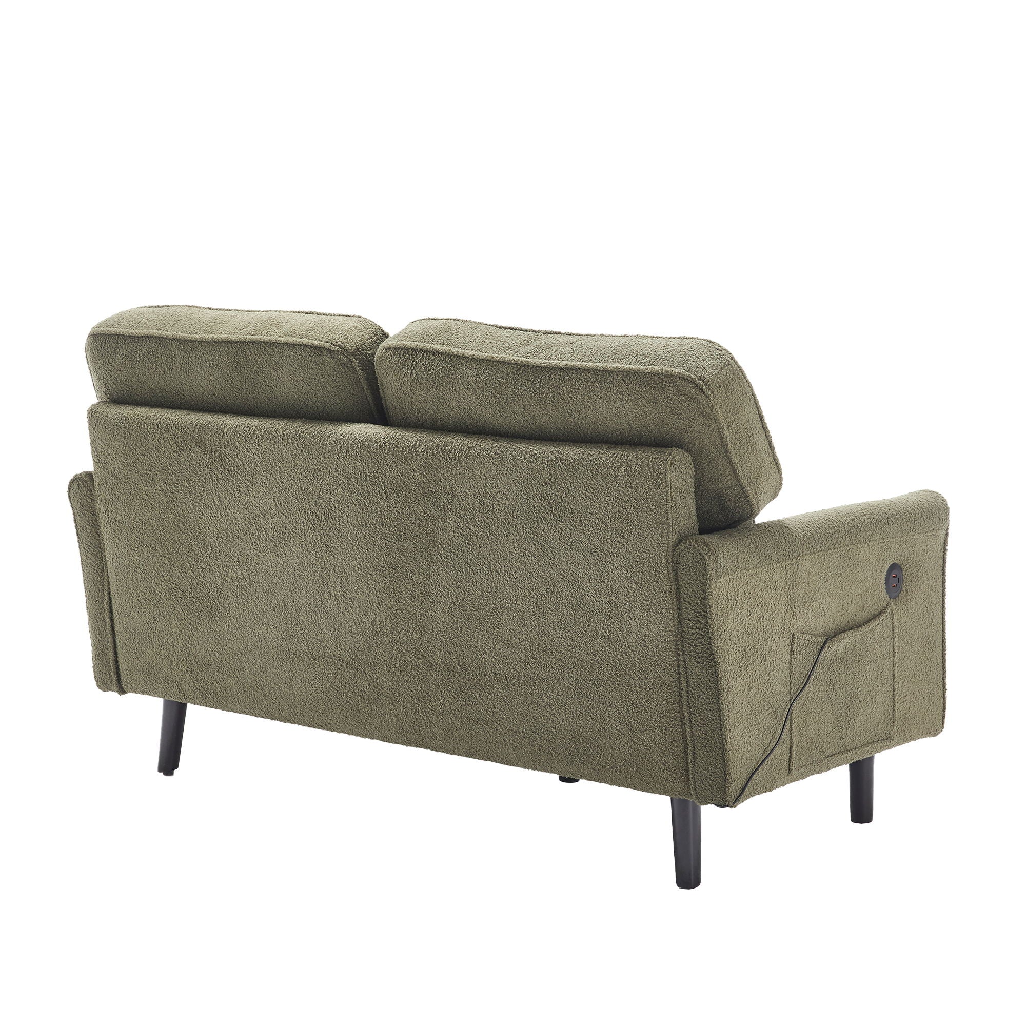 Mid Century Modern Loveseat Sofa With USB Ports, Removable Pillow Cover