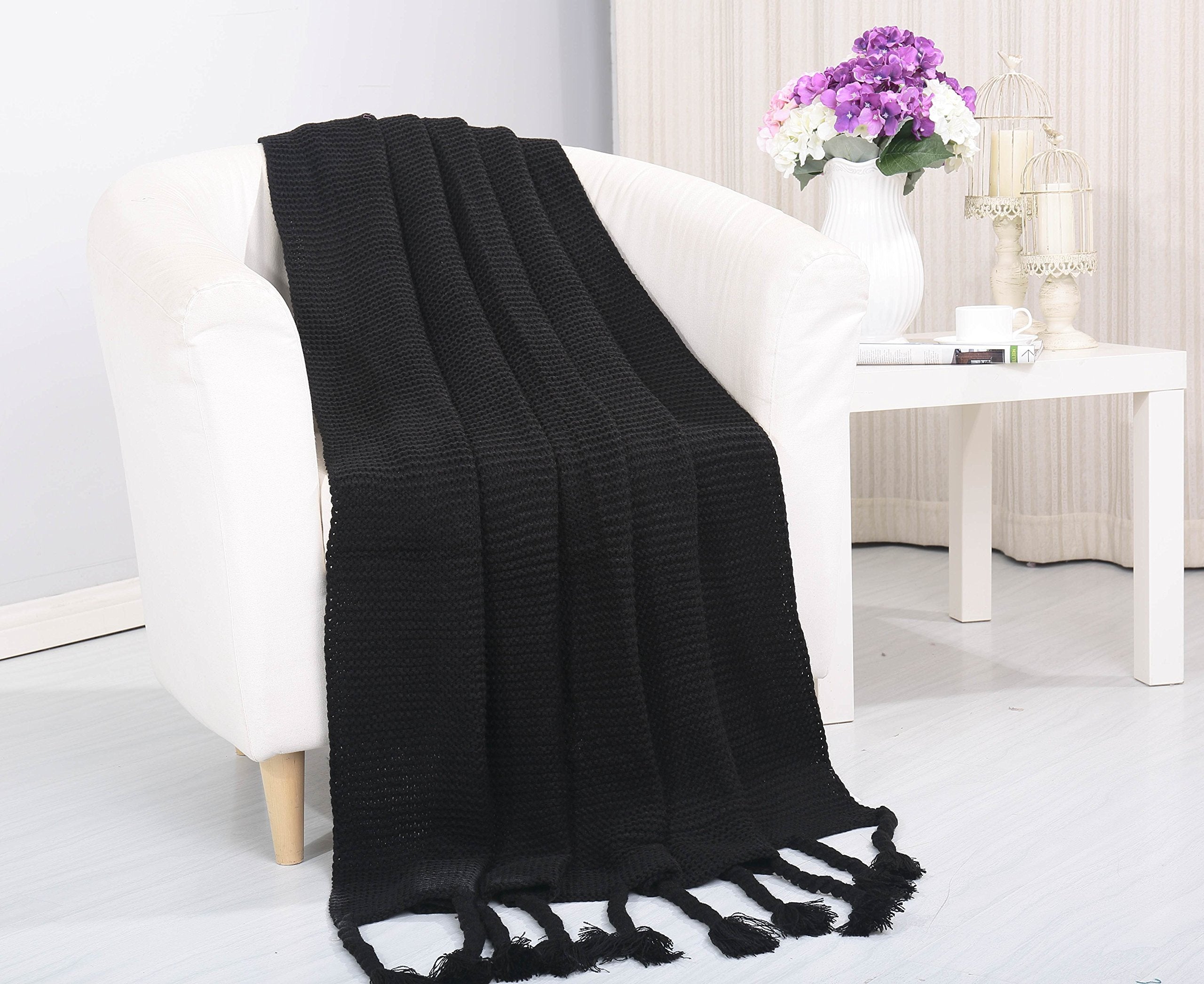 Faith, Hope, Love Home Decor Soft Touch Classic Woven Knitted Throw Blanket With Fringe - Best Buy Furniture