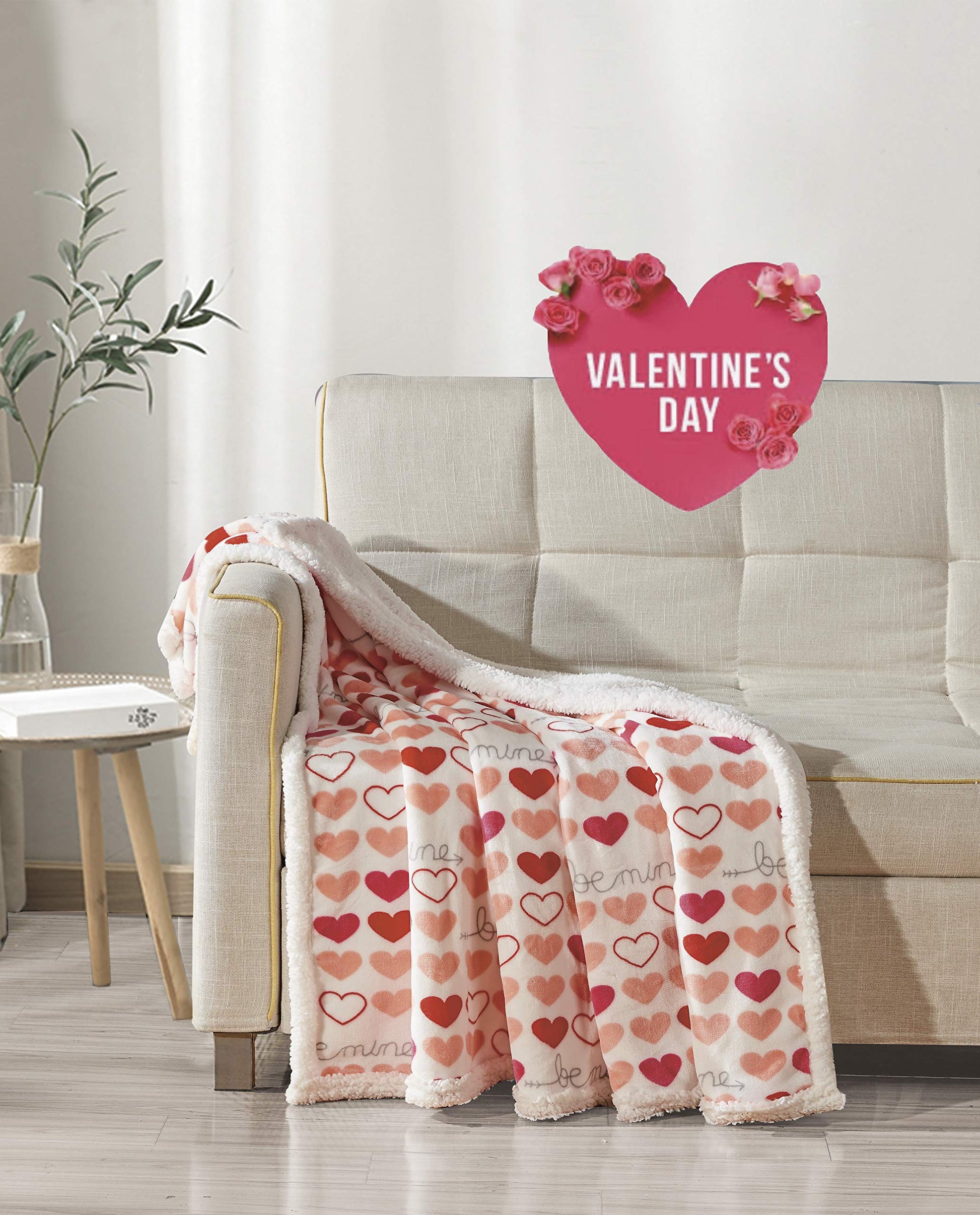 Decor&More Amor Eterno Be Mine Love Collection Valentine's Day Heart Ultra Plush Throw Blanket (50" x 60") - - Best Buy Furniture