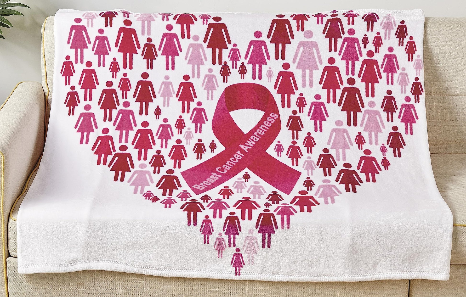 Faith, Hope, Love Home Decor Together We Rise Breast Cancer Awareness Heart Throw Blanket - Pinktober - Best Buy Furniture