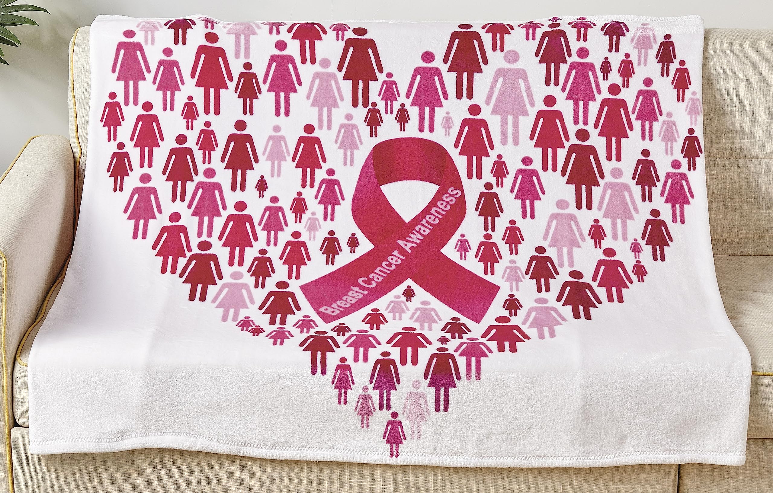 Faith, Hope, Love Home Decor Together We Rise Breast Cancer Awareness Heart Throw Blanket - Pinktober - Best Buy Furniture