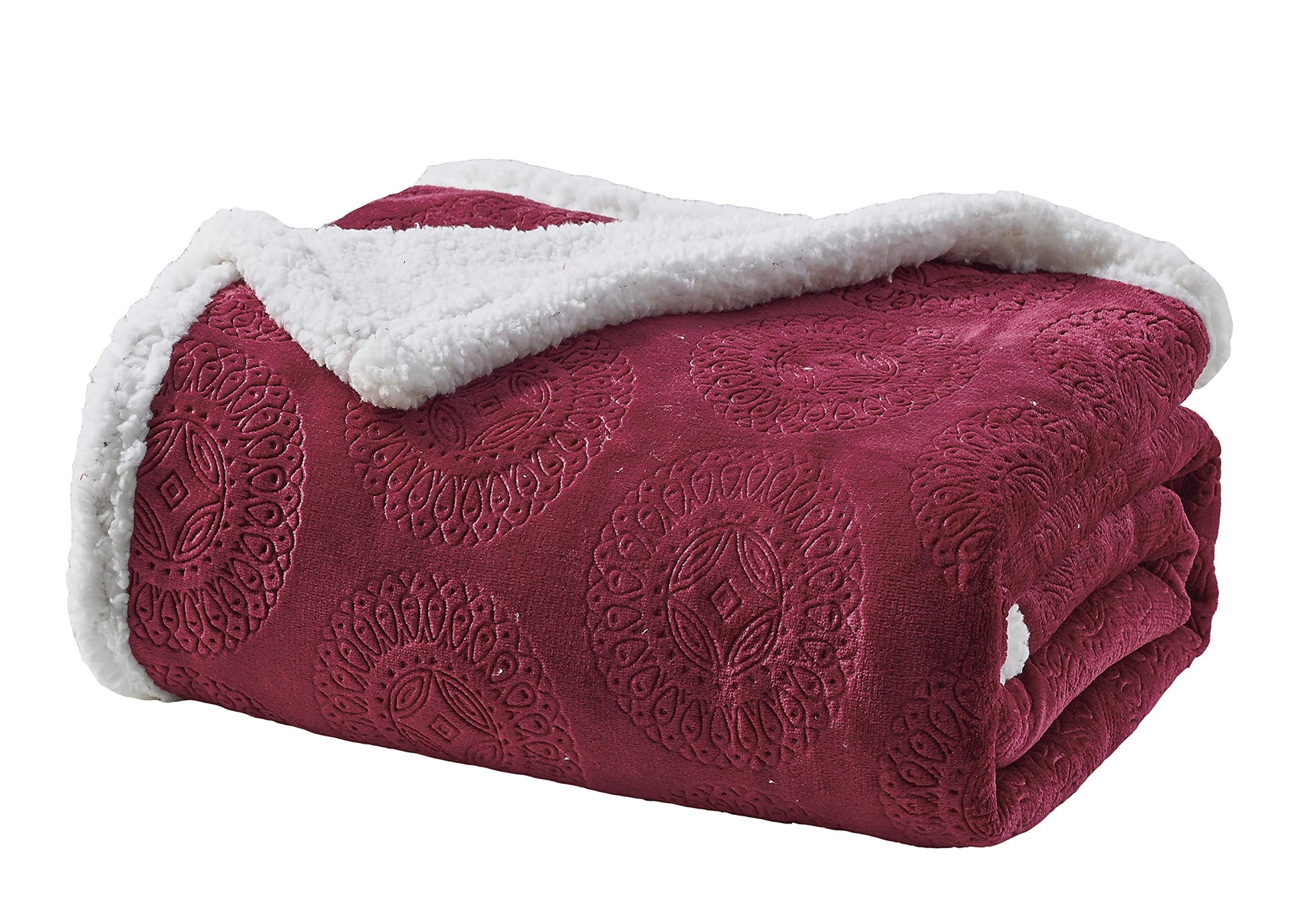 Decor&More Bon Iver Collection Extra Soft Mandala Embossed Microplush Throw Blanket with Sherpa Backing (50" x 60") - Best Buy Furniture