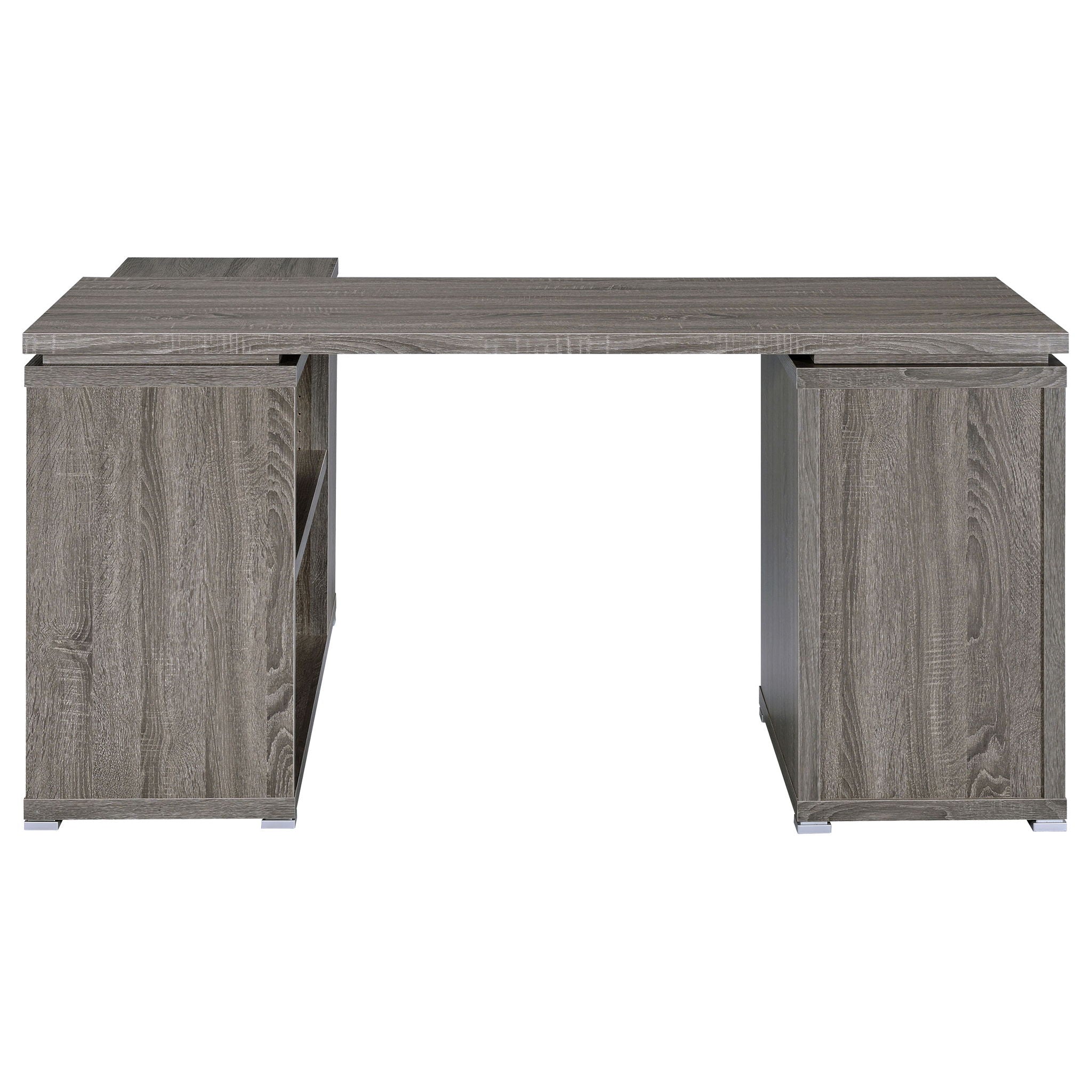 Transitional L Shape Computer Desk With Multiple Storage And Built In File Cabinet