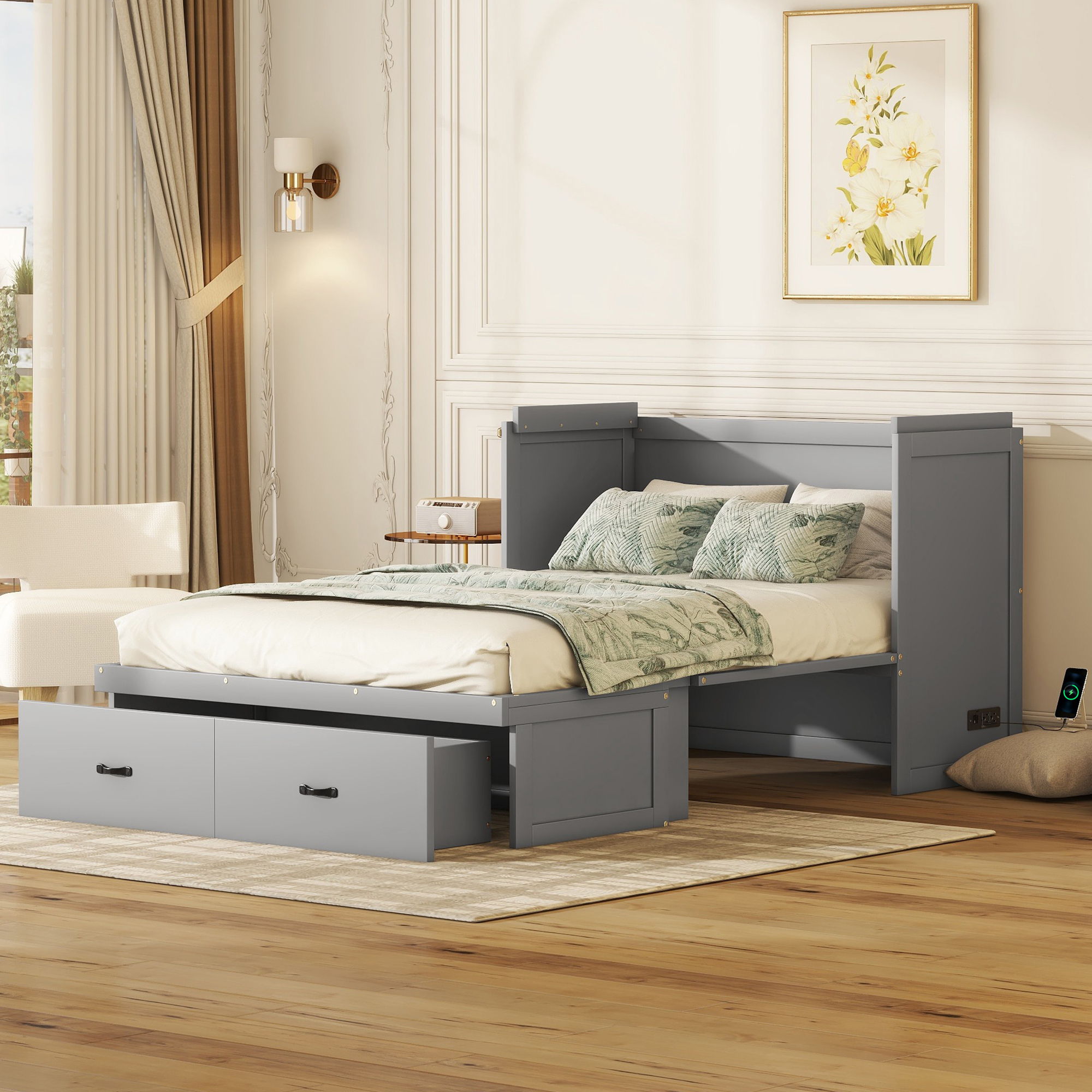 Murphy Bed With USB Port And A Large Drawer
