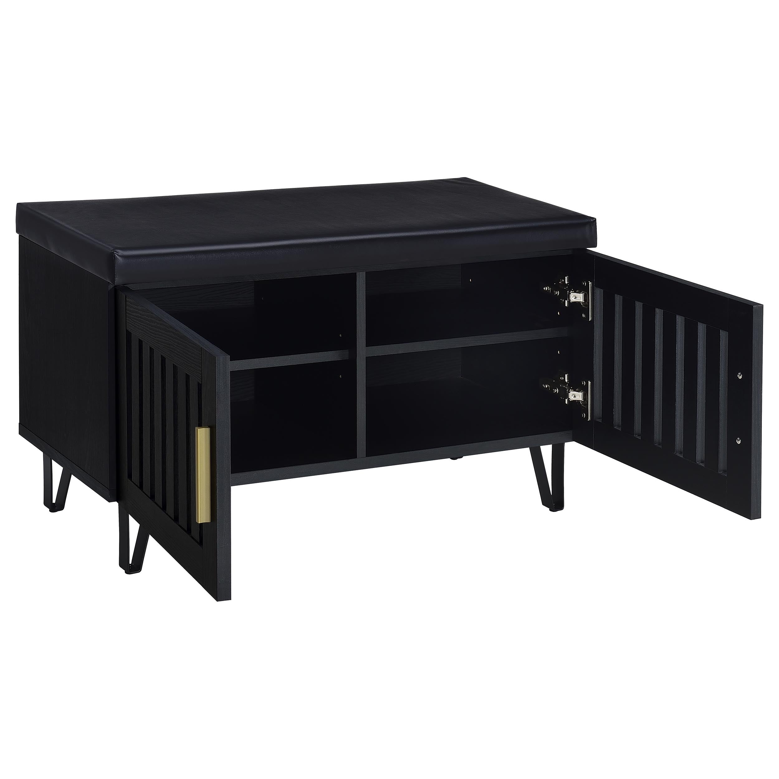 Brixton 2-door Padded Entryway Shoe Storage Bench Black-