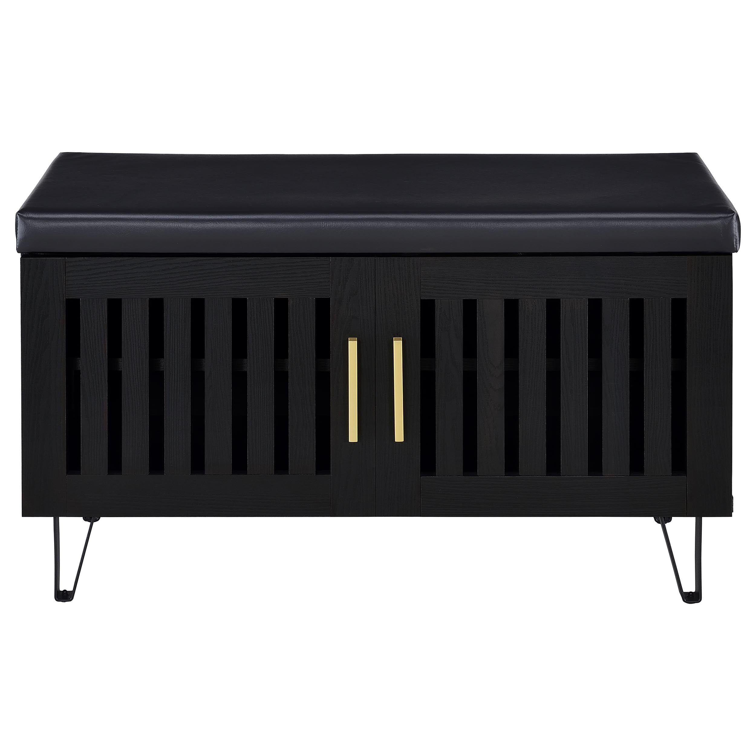 Brixton 2-door Padded Entryway Shoe Storage Bench Black-