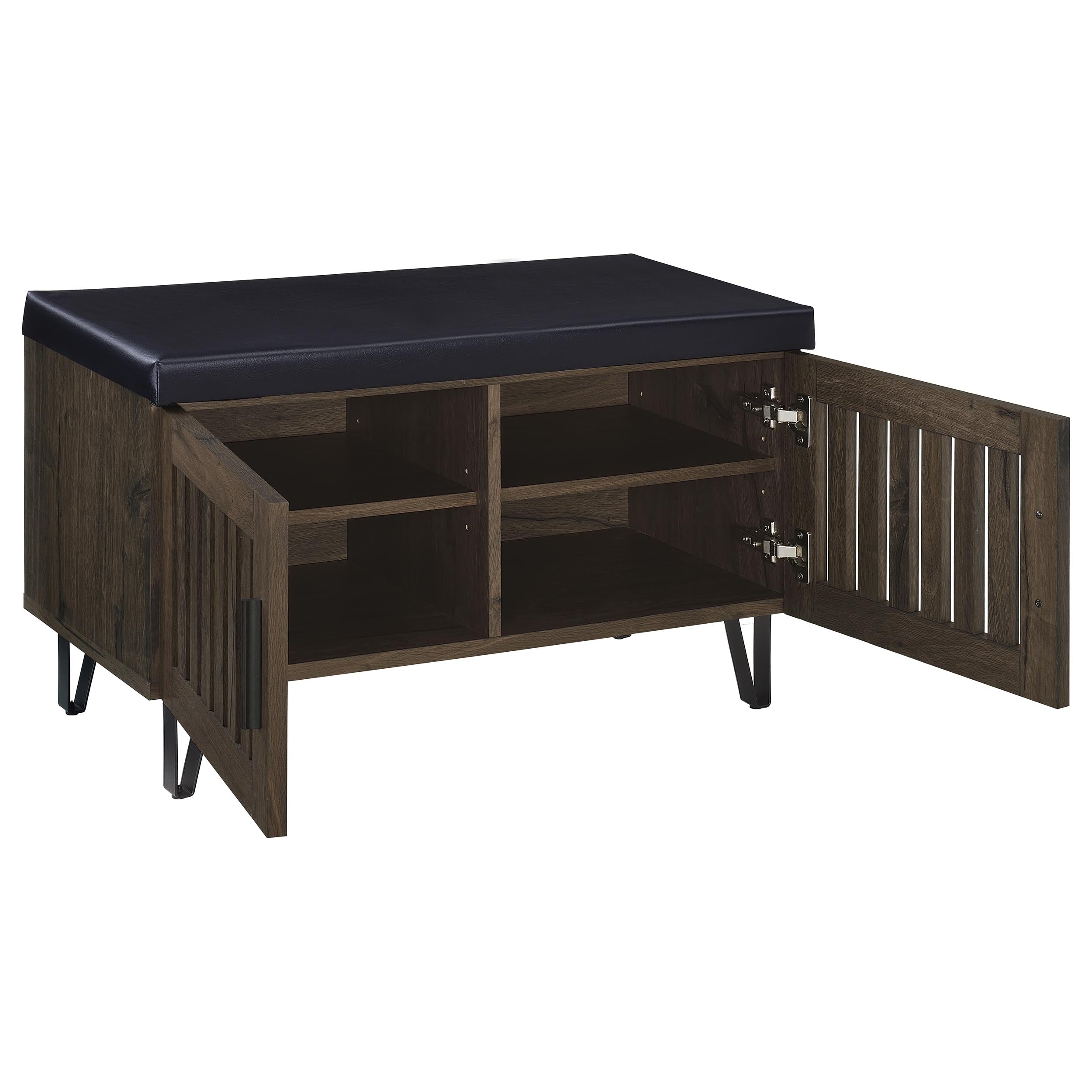 Brixton 2-door Padded Entryway Shoe Storage Bench Smoked Oak-