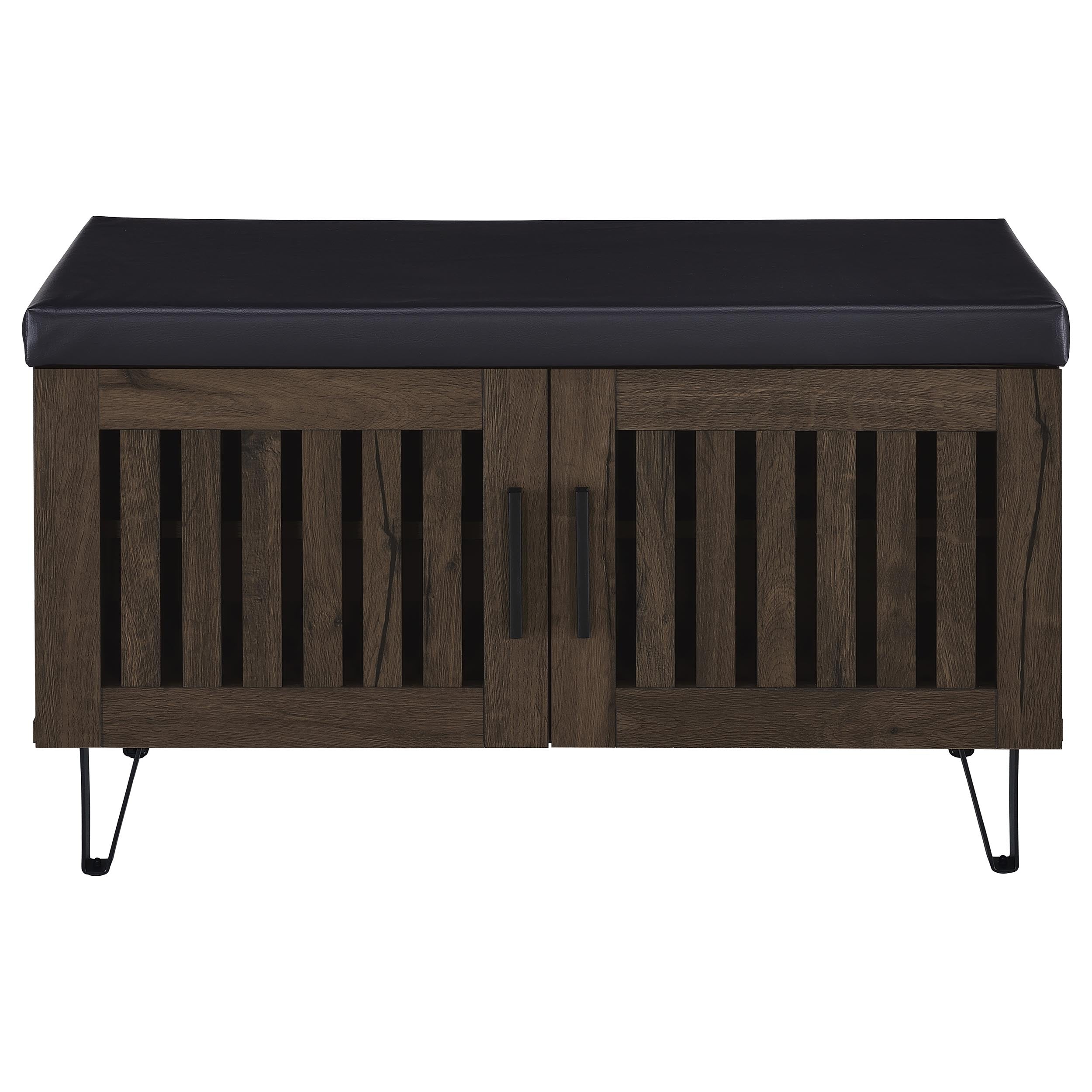 Brixton 2-door Padded Entryway Shoe Storage Bench Smoked Oak-