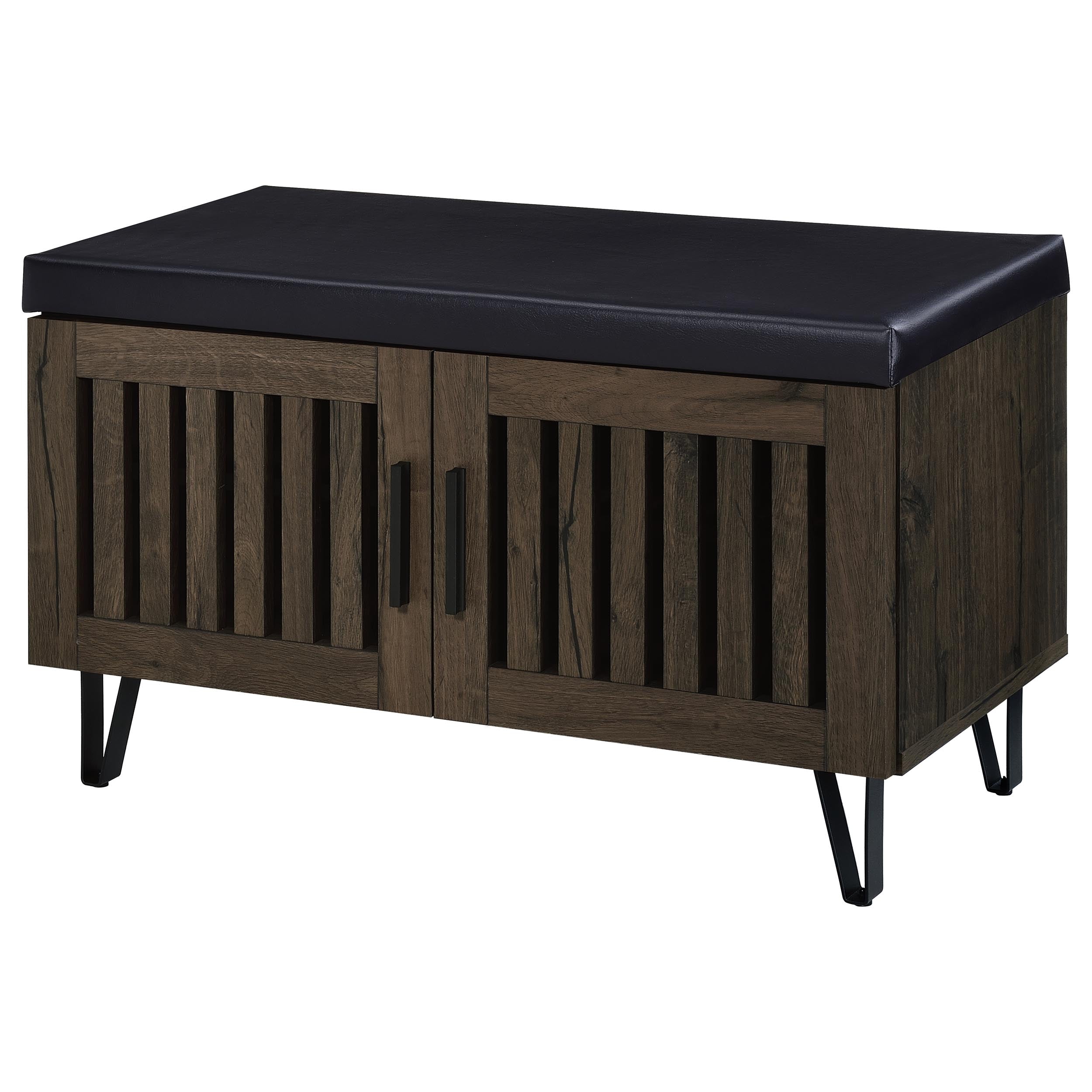 Brixton 2-door Padded Entryway Shoe Storage Bench Smoked Oak-